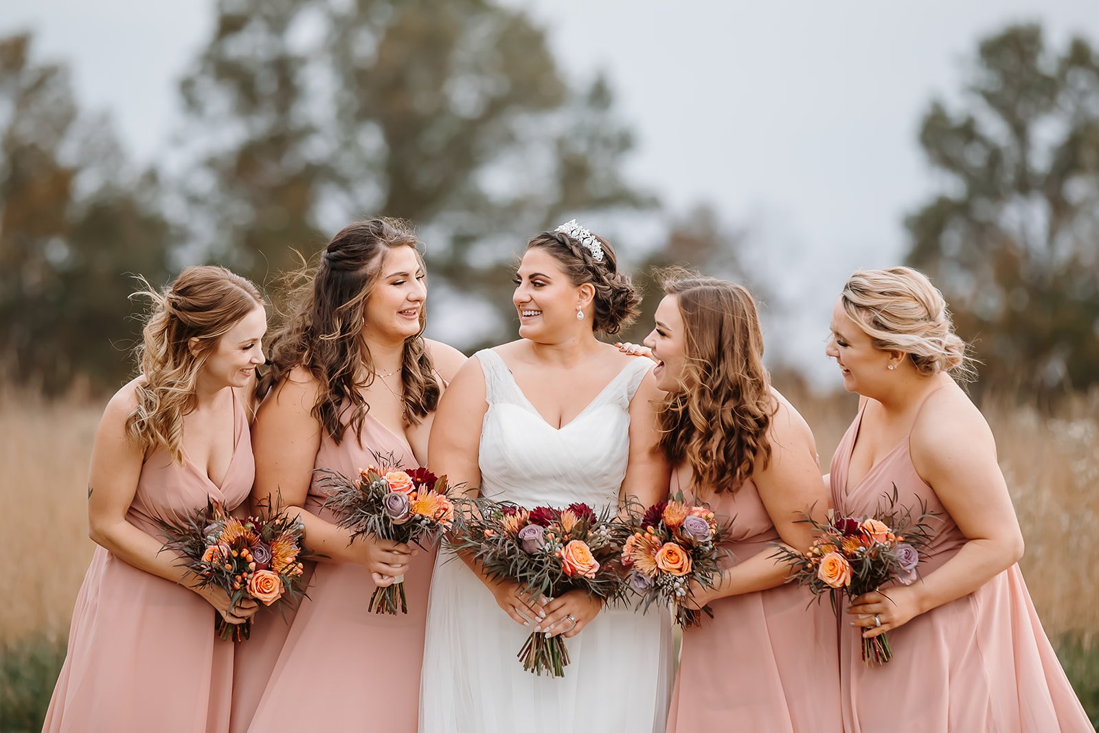 fall wedding peach blush red color emerson fields bridesmaids.jpg