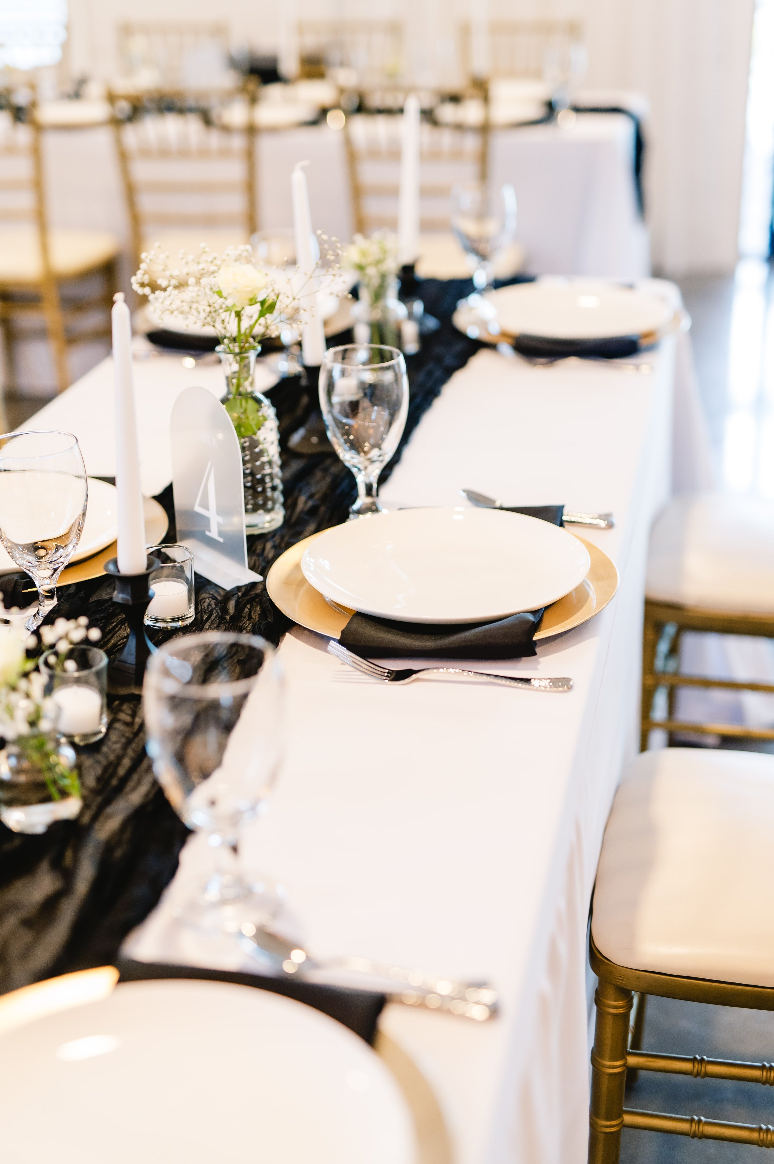 classic black gold white head table design indoor wedding reception (1).jpg