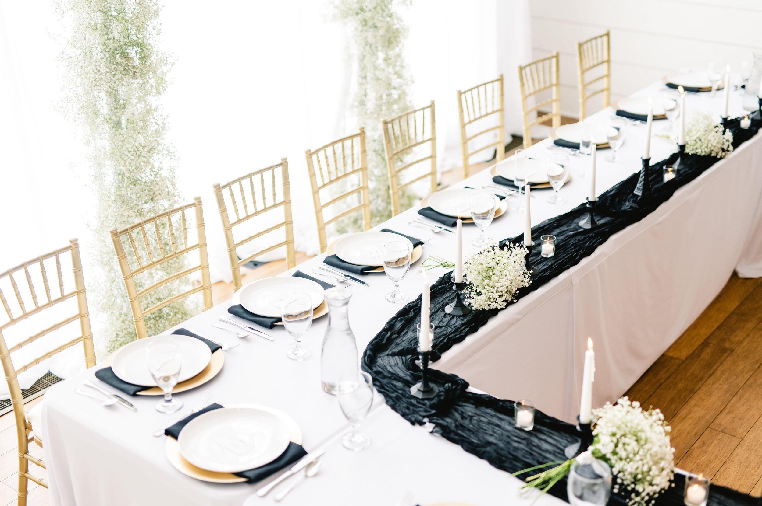 classic black gold white head table design indoor wedding reception (2).jpg
