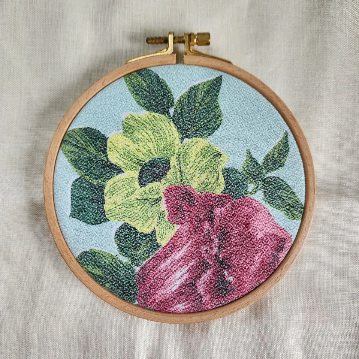 Camelia One of a Kind Vintage Textile Kit from Fleur Woods Embroidery Art Studio — Fleur Woods Art