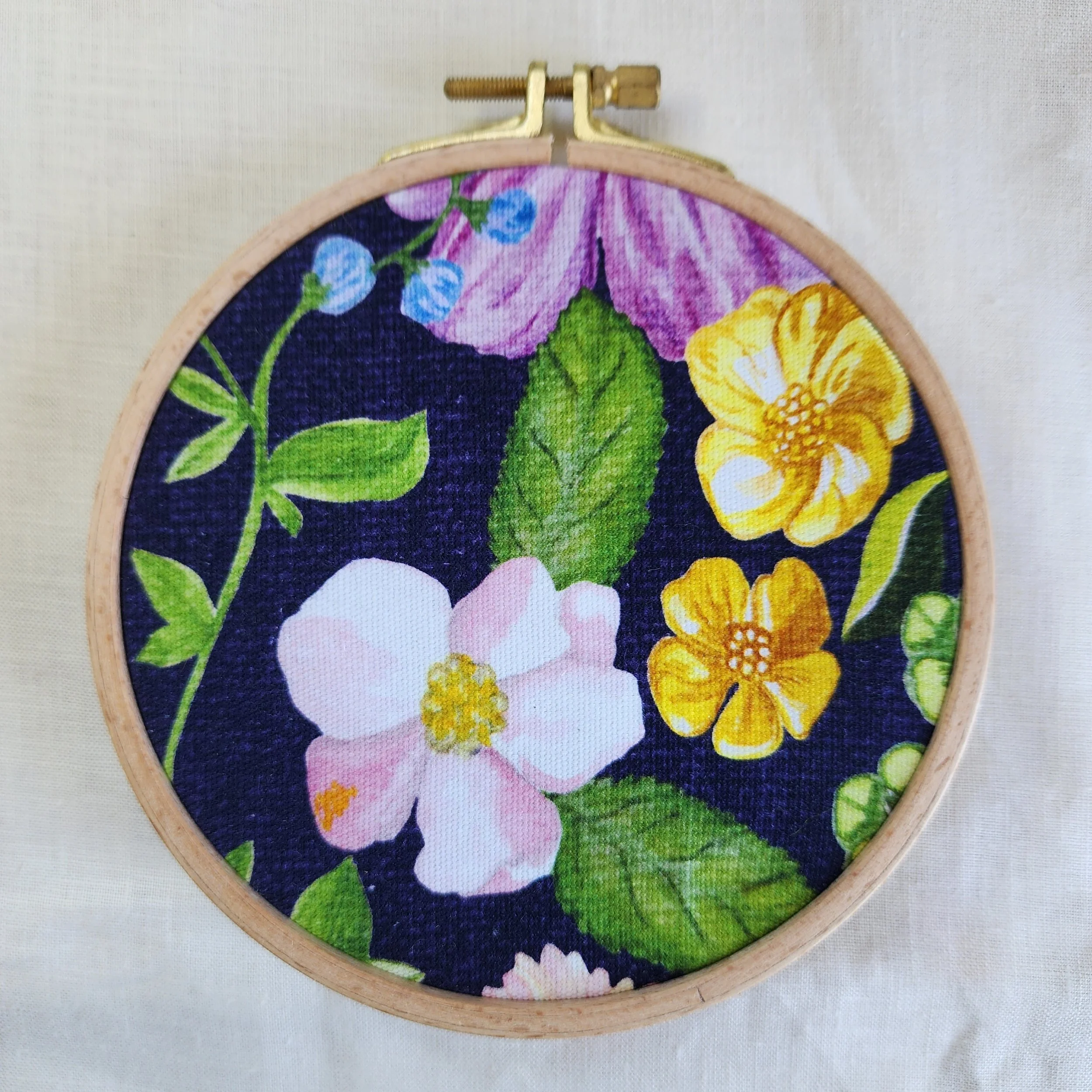 Watercolour Garden Pinks One of a Kind Vintage Textile Kit from Fleur Woods Embroidery Art