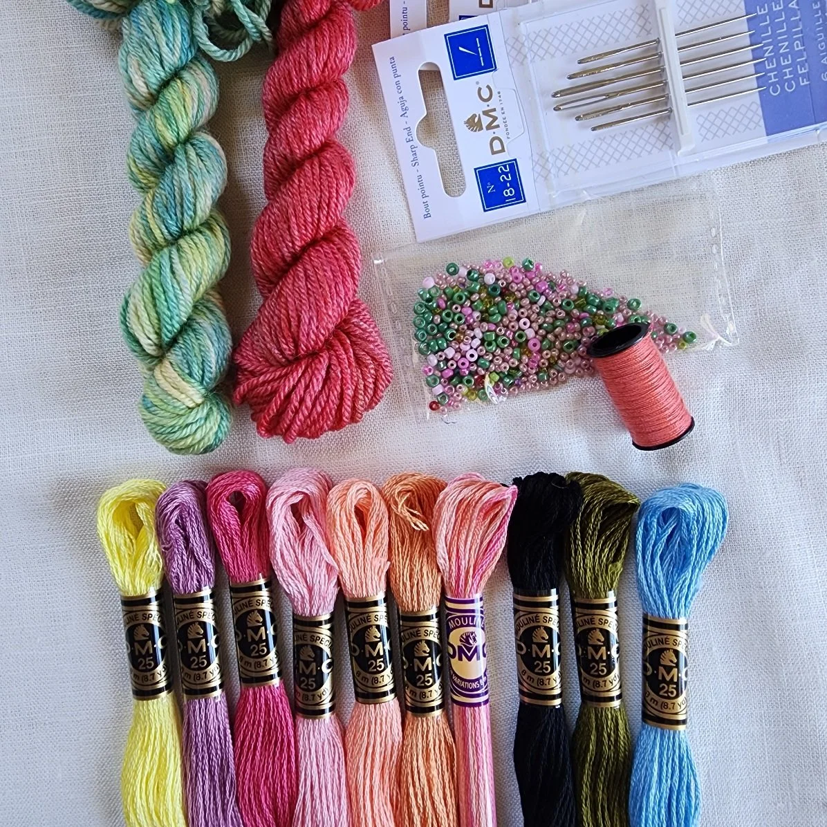 Dusky Pinks One of a Kind Vintage Textile Kit from Fleur Woods Embroidery Art Studio — Fleur
