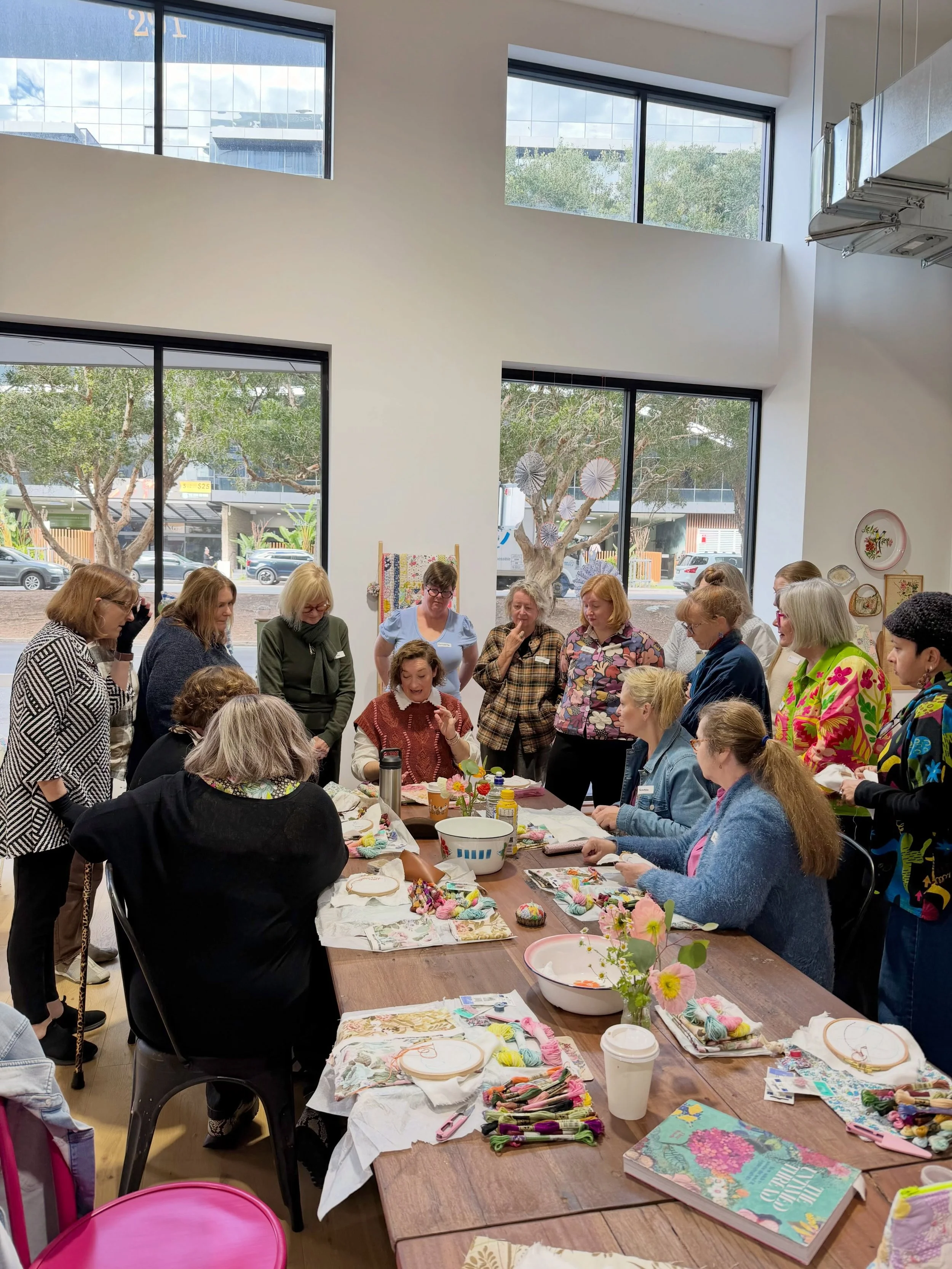 Reflecting on a blissful week workshopping @sew.be with incredible creatives and kind souls. Bec has truly curated a very special space, if you get the chance to visit you really should

First up was thread painting on vintage florals with the most s