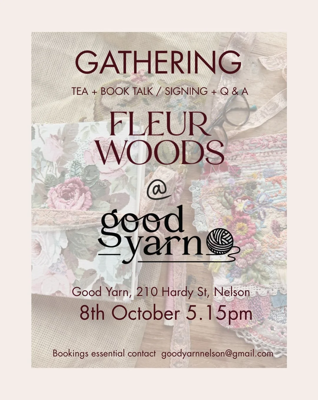 Next Thursday 8 October I&rsquo;m happy to be heading to my lovely local wool &amp; fibre crafts store @goodyarnnelson for an early evening gathering. Swipe through for details. We hope you can join us.