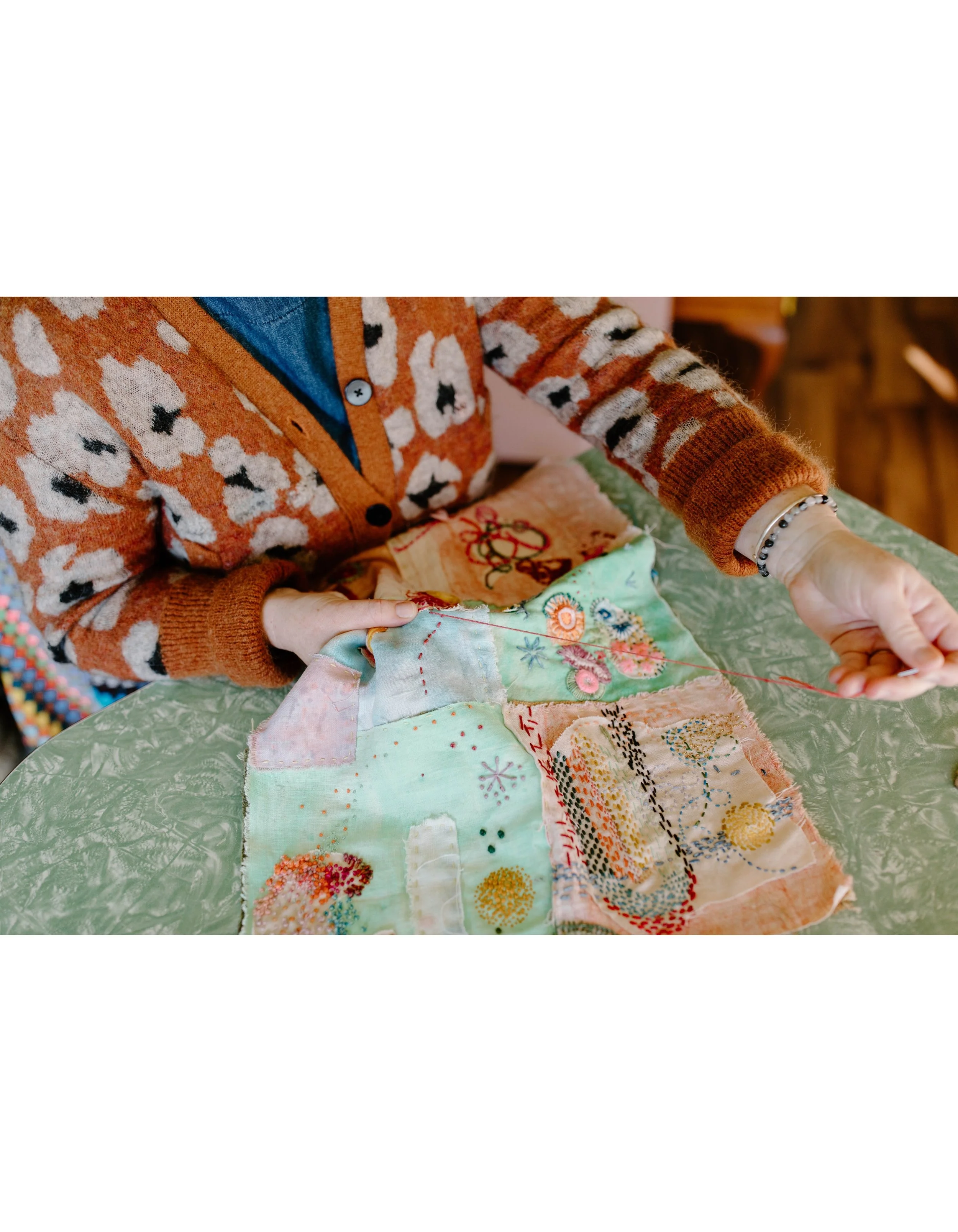 modern free style hand embroidery stitching fleur woods