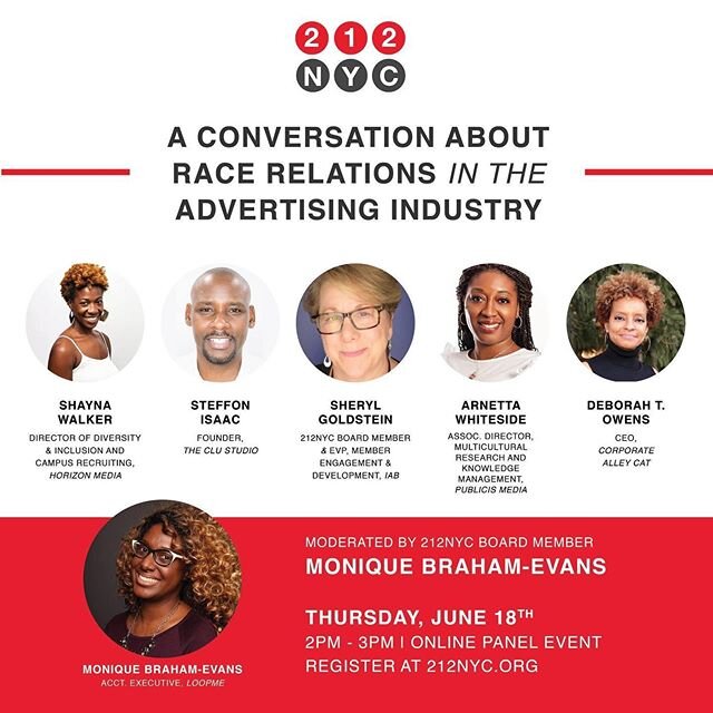 Join us for a candid conversation on race relations in the advertising industry. 212NYC's mission is to create a safe space to discuss how to build a better industry including: &bull; Strategies to break the silence and speak truth to power on cultur