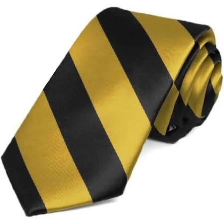 Black and gold striped slim tie