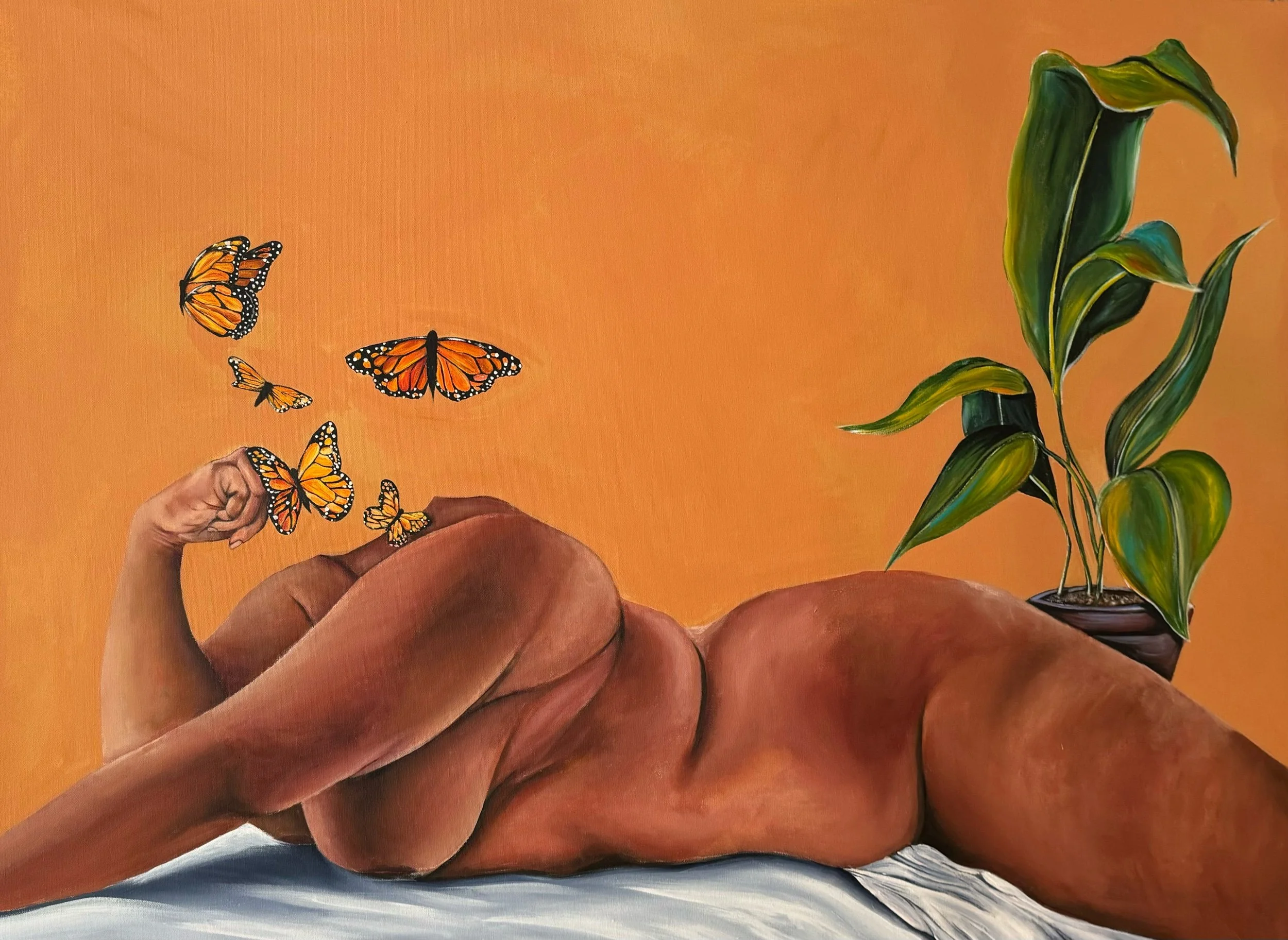  I Give Myself Butterflies, 2024  91.44 x 121.92 cm  Acrylic on canvas 