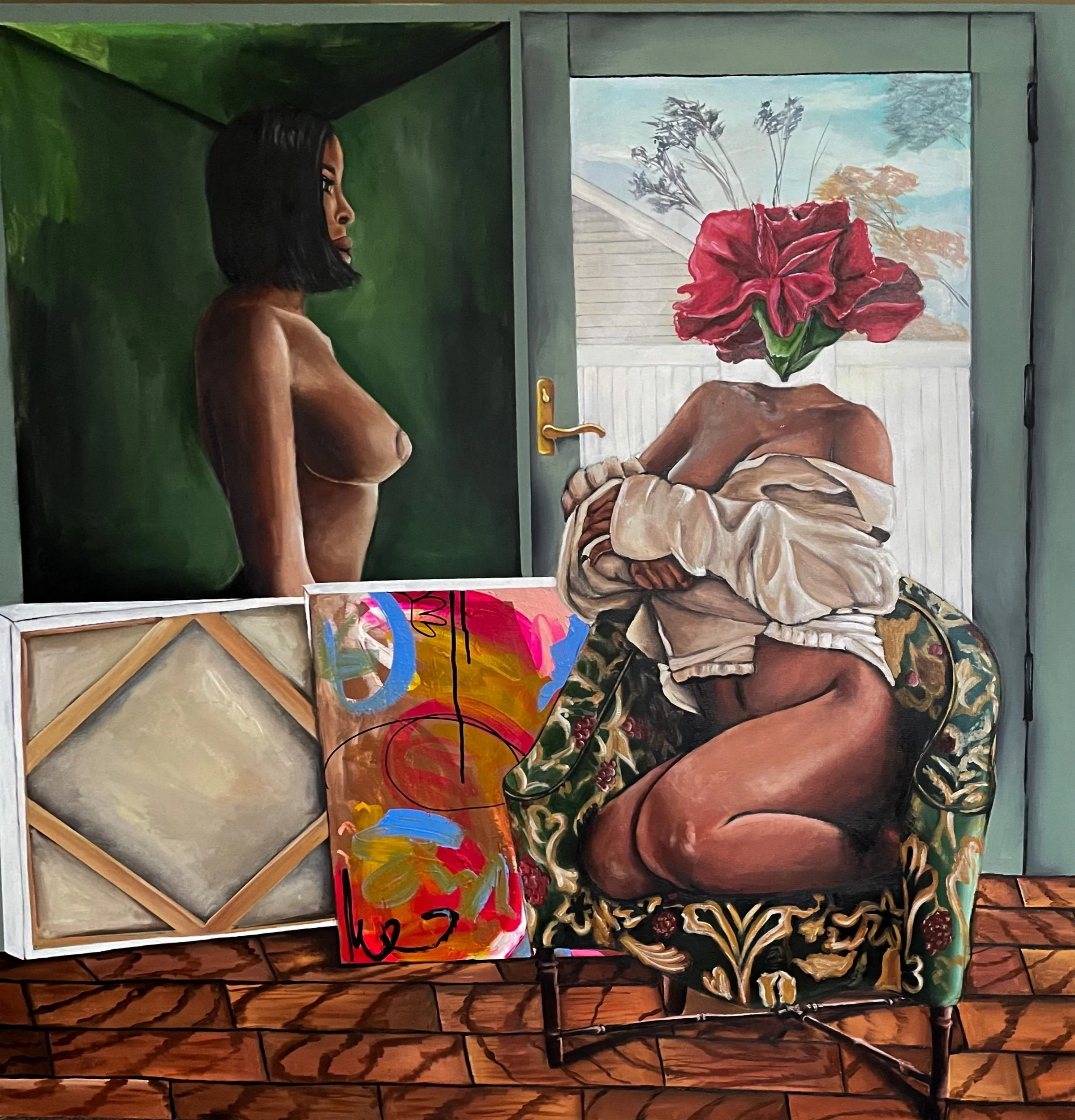  2022 left me looking like, 2022  121.92 x 121.92 cm  Acrylic on canvaS 