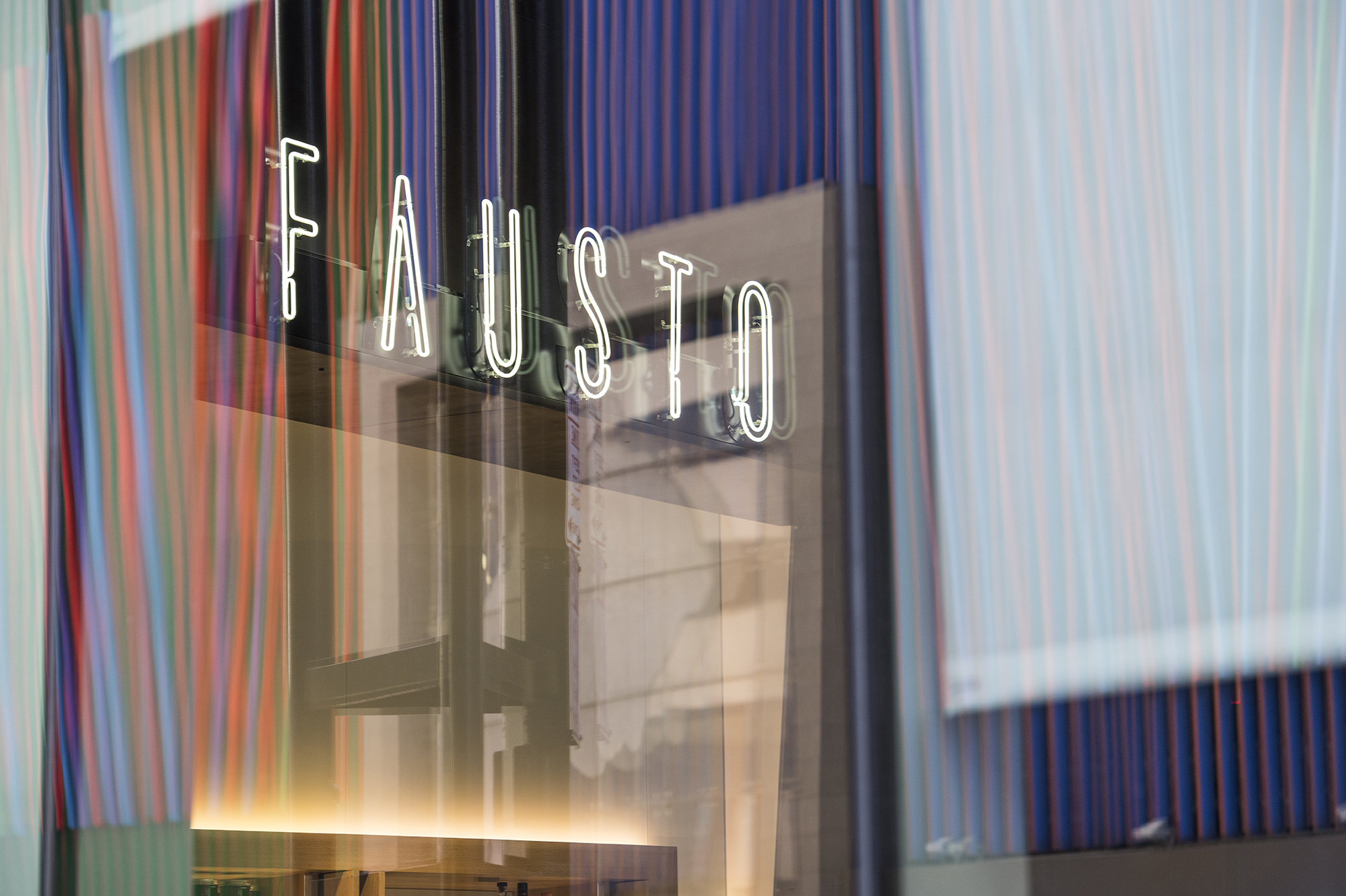  Through the window of  Fausto  at the Contemporary Arts Center at 44 E 6th Street in downtown Cincinnati. || Image:  Twin Spire Photography  - Published: 10.2.2019 