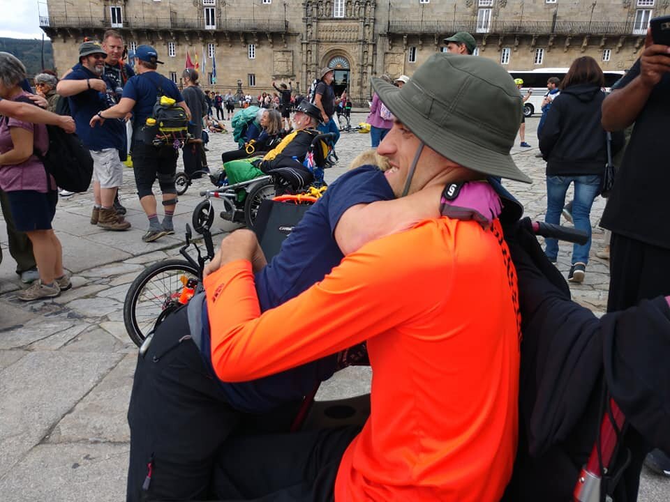 hugs after we finished at Cathedral, camino 14.jpg