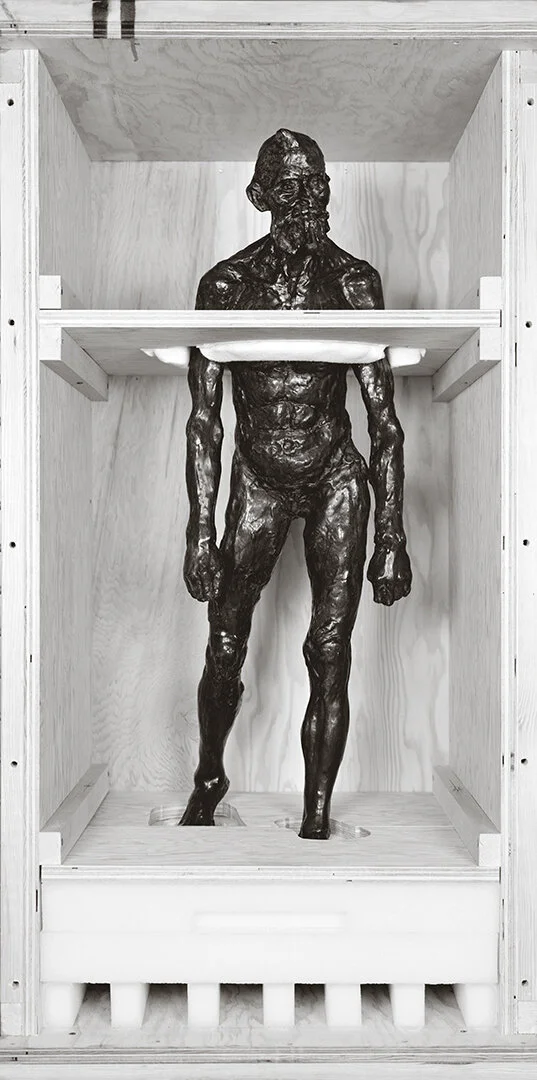 Rodin in crate