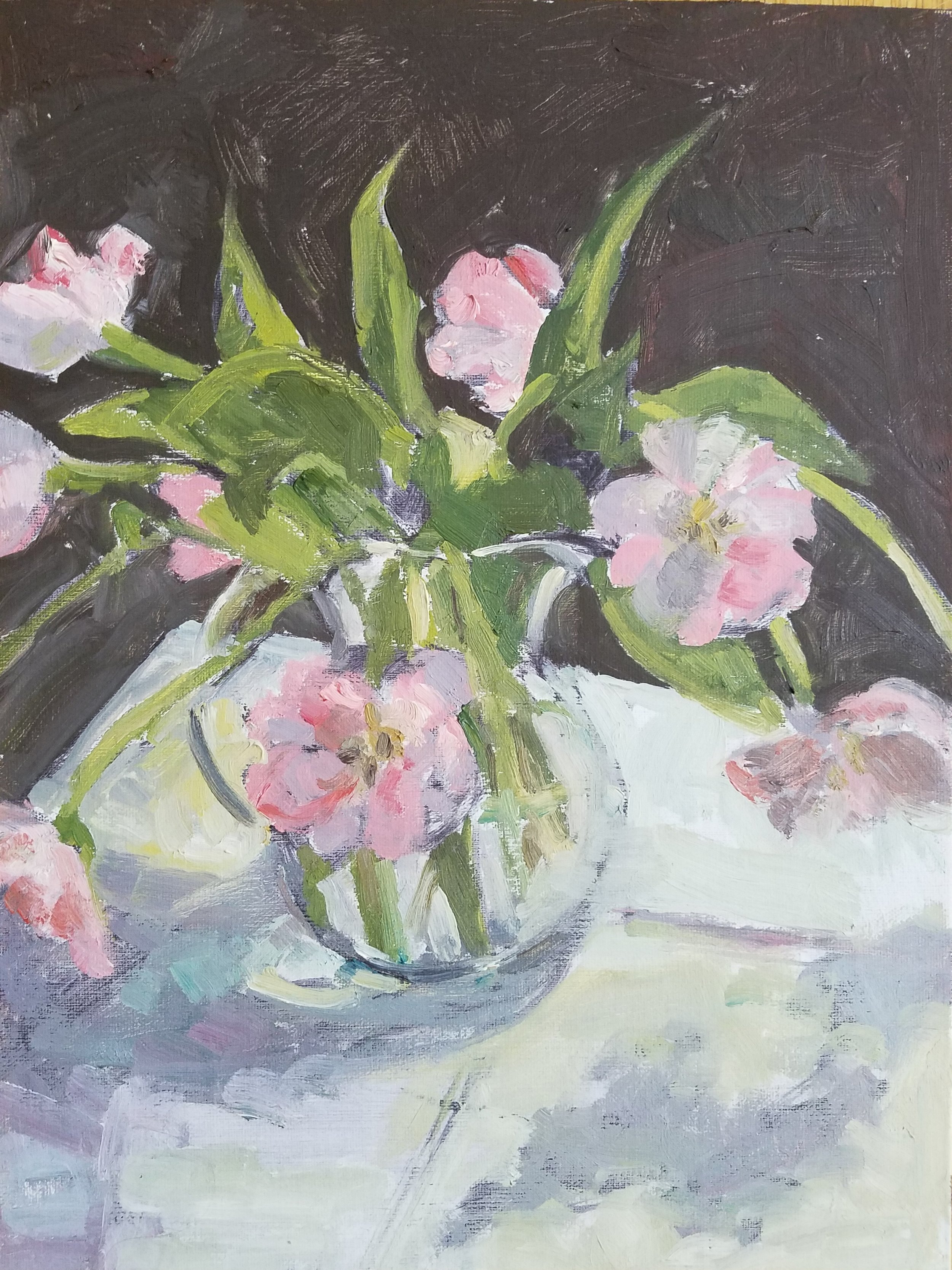 Wild Tulips, oil primed linen, 12"x9"