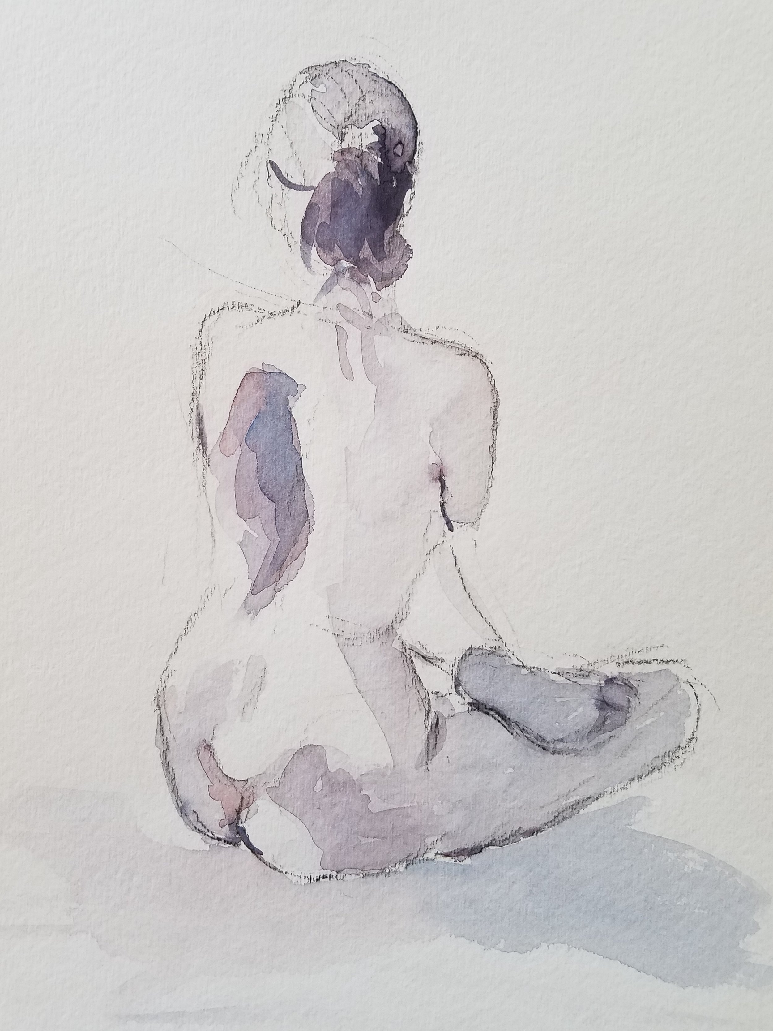 Seated Nude 1, 9"x12" Fabriano, Watercolor, 300 gm