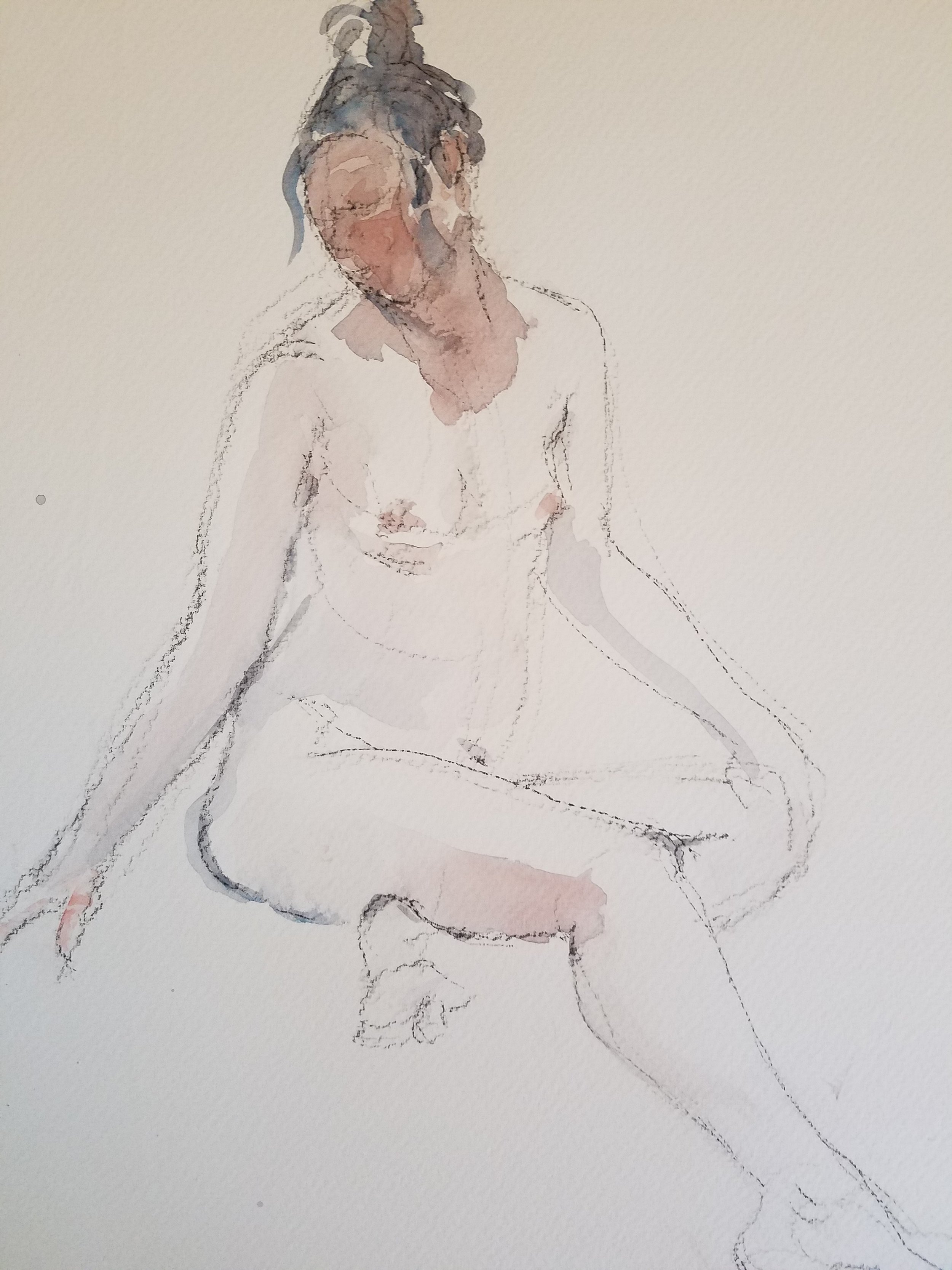 Seated Nude 3, 9"x12" Fabriano, Watercolor, 300 gm