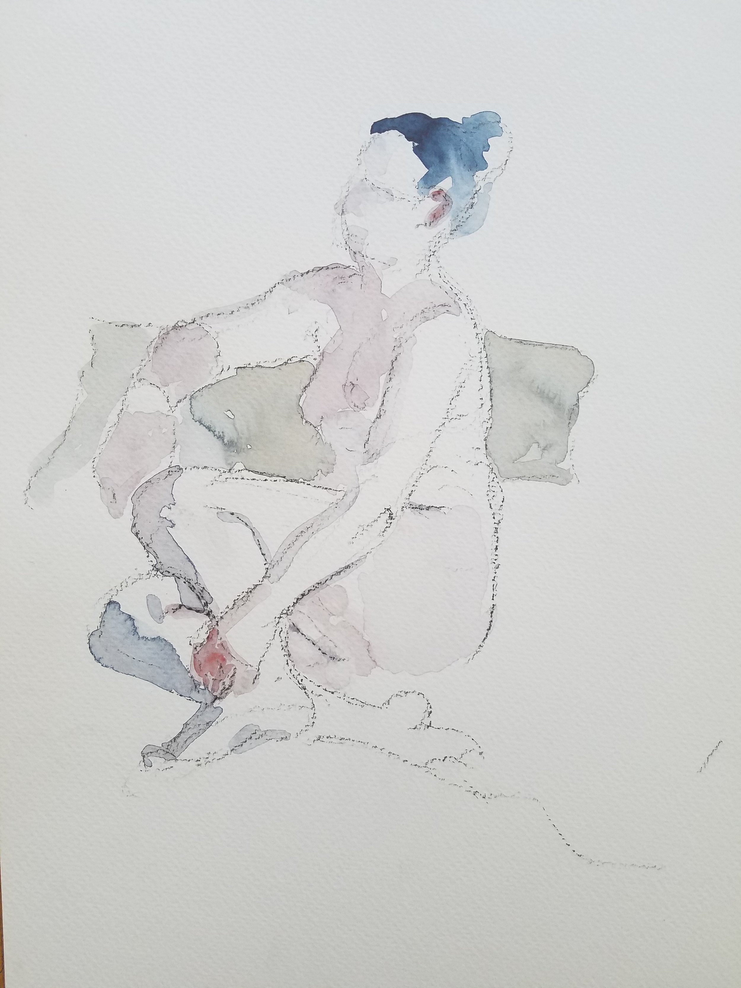 Seated Nude 8, 9"x12" Fabriano, Watercolor, 300 gm