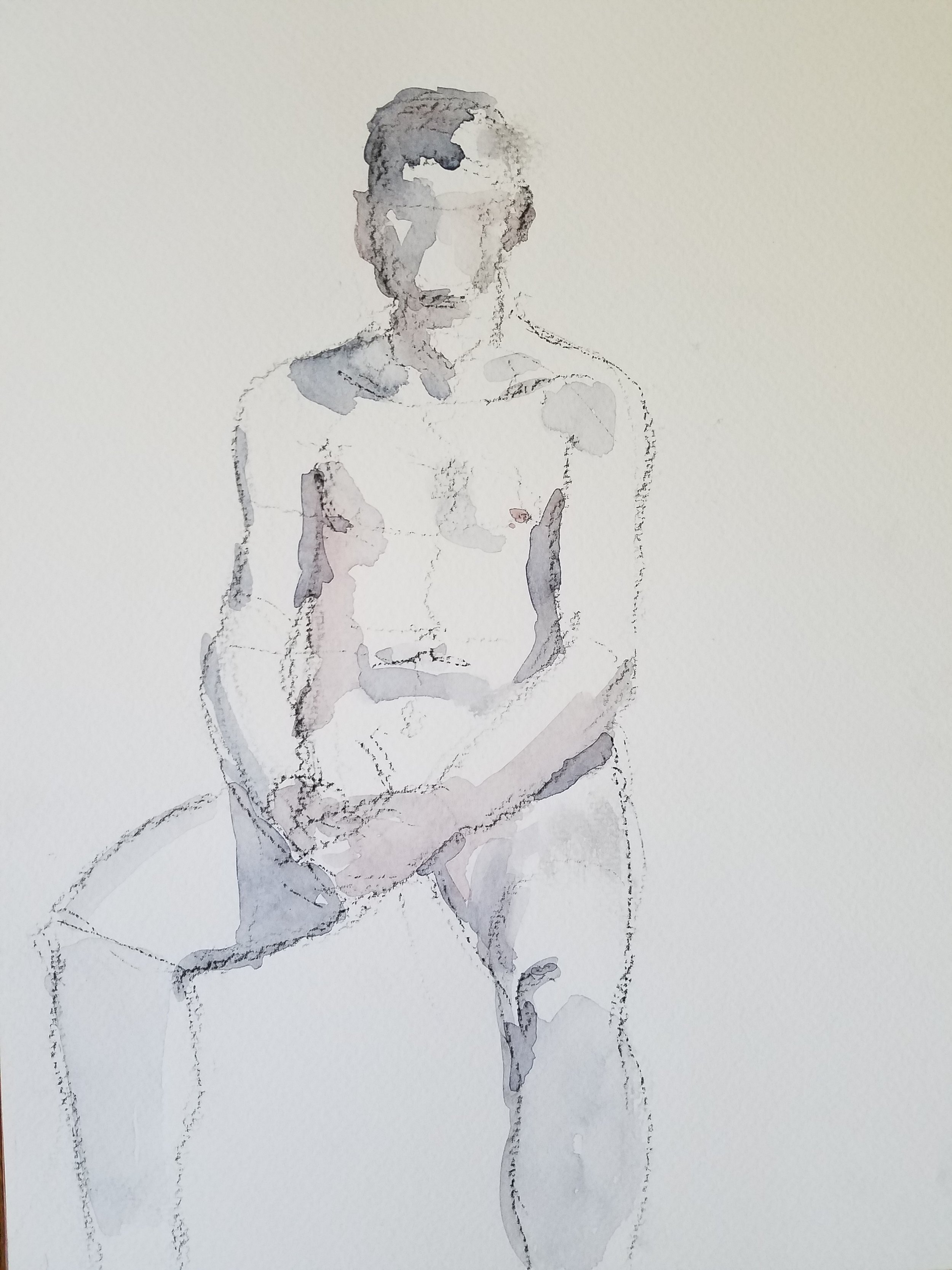 Seated Nude 7, 9"x12" Fabriano, Watercolor, 300 gm