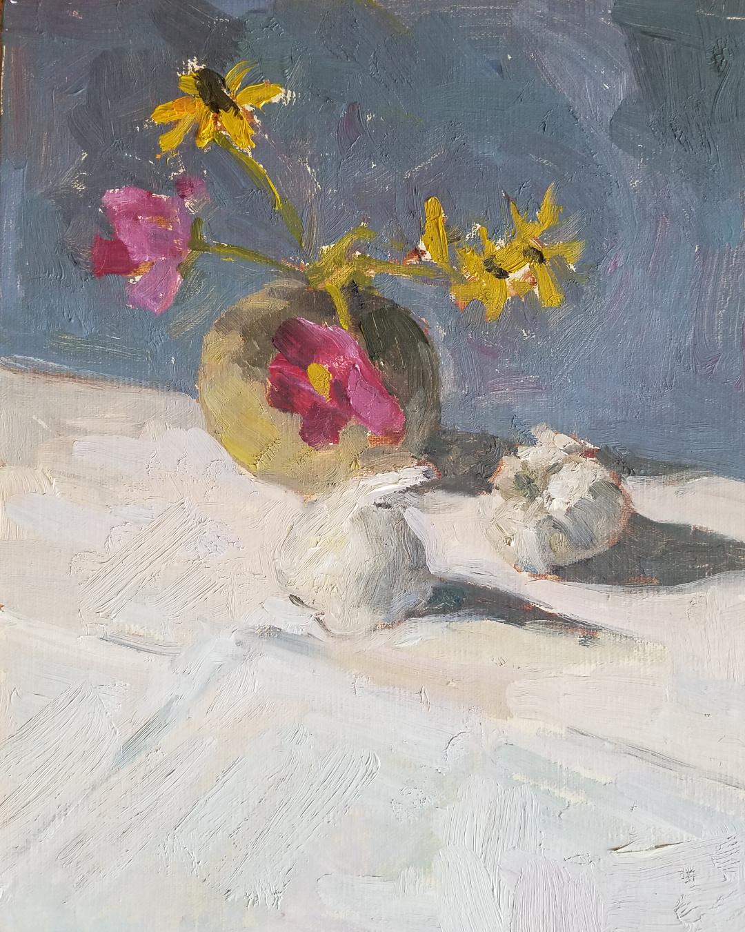 Della's Vase, oil primed linen, 12"x9"