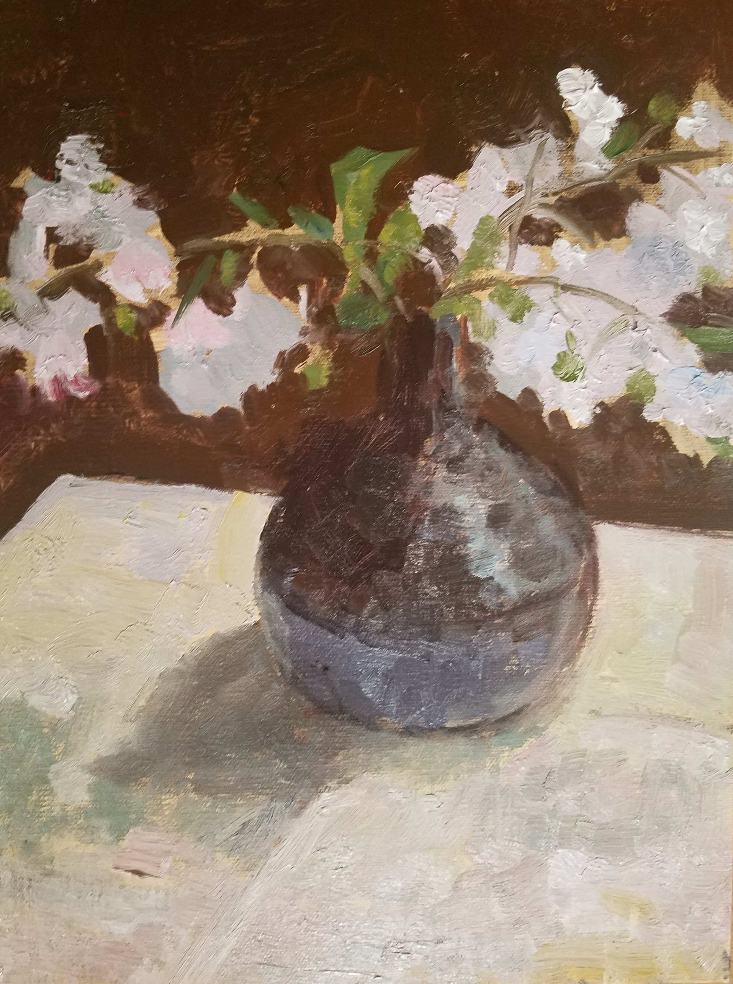 Japanese Vase, oil primed linen, 10”x8"
