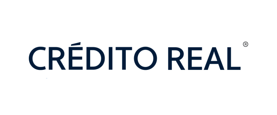 Logotipo de Crédito Real en letras azules sobre fondo blanco.