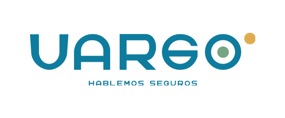 Logotipo de la empresa UAREO con el eslogan 'Hablemos Seguros' en letras azules y un diseño simple con puntos amarillo y verde.