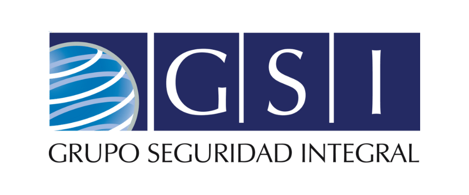 Logo de Grupo Seguridad Integral con un globo terráqueo azul y letras GSI.