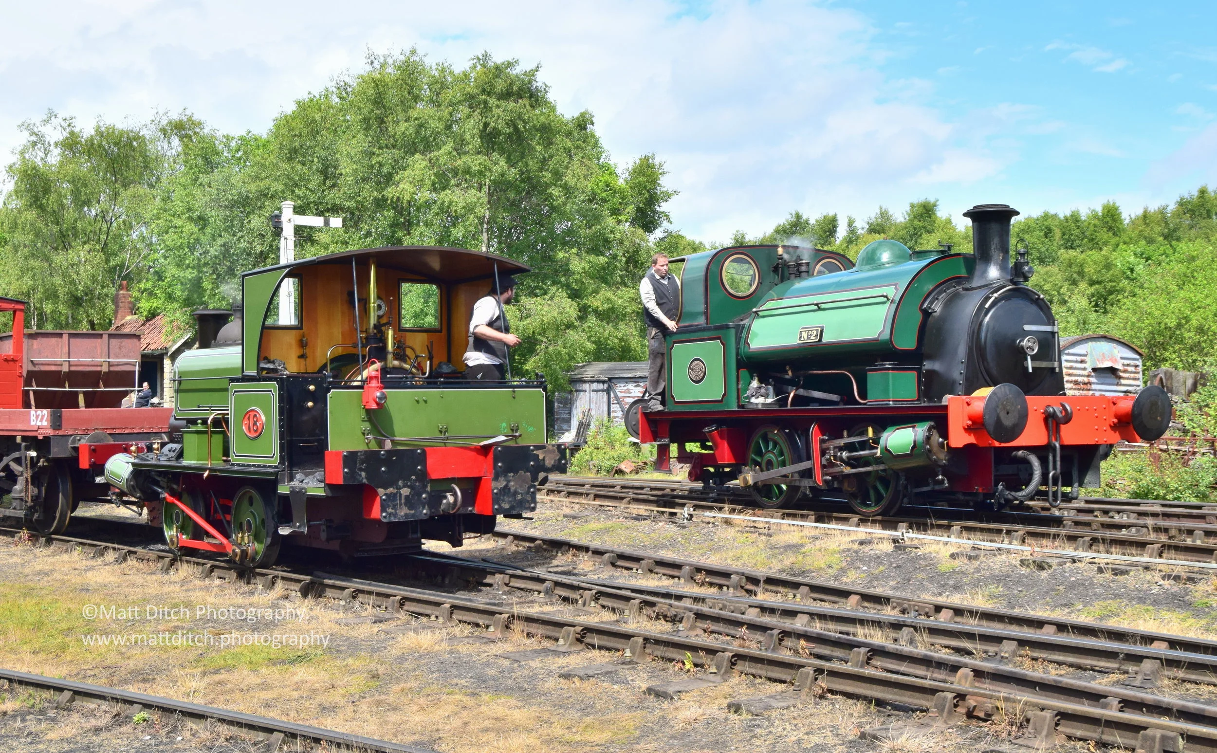  Seaham Harbour Dock Company No.18 “Lewin” and Tanfield resident  Keighley Corporation Gas Dept. No.2 shunt around Marley Hill yard 