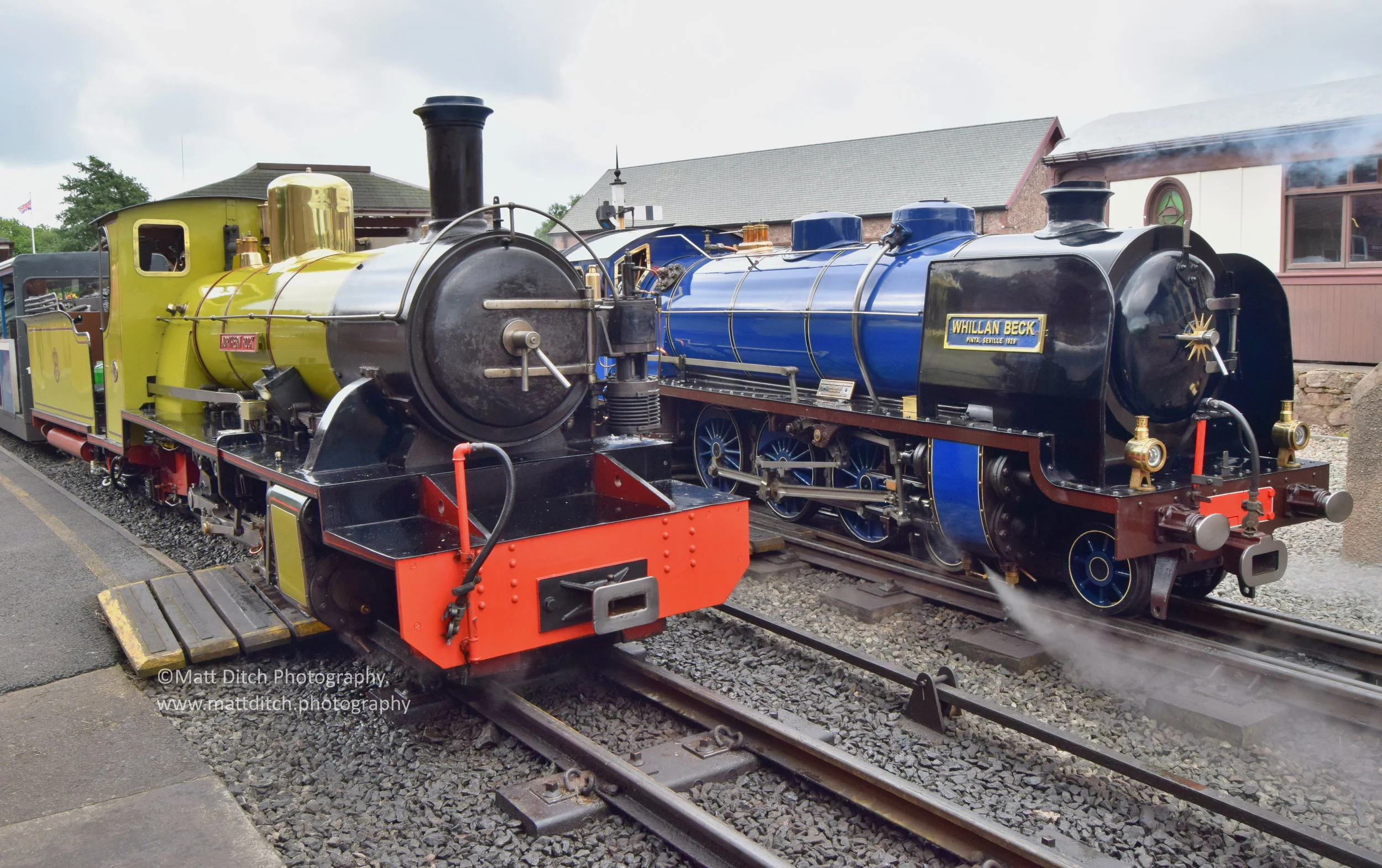  Northern Rock and Whillan Beck waiting to depart Ravenglass with there trains. 