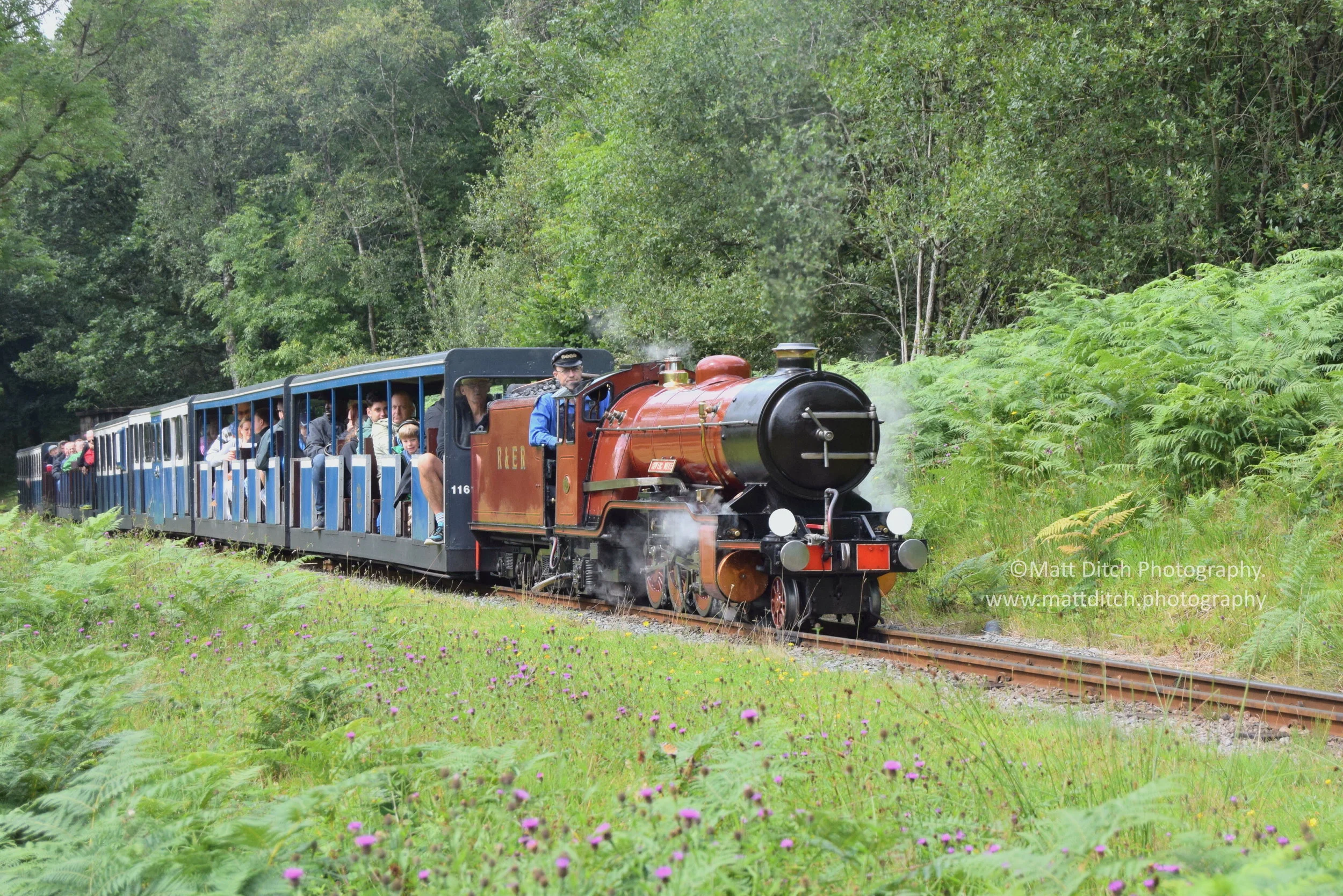  River Mite heads a train for Dalegarth past the site of Beckfoot quarry 