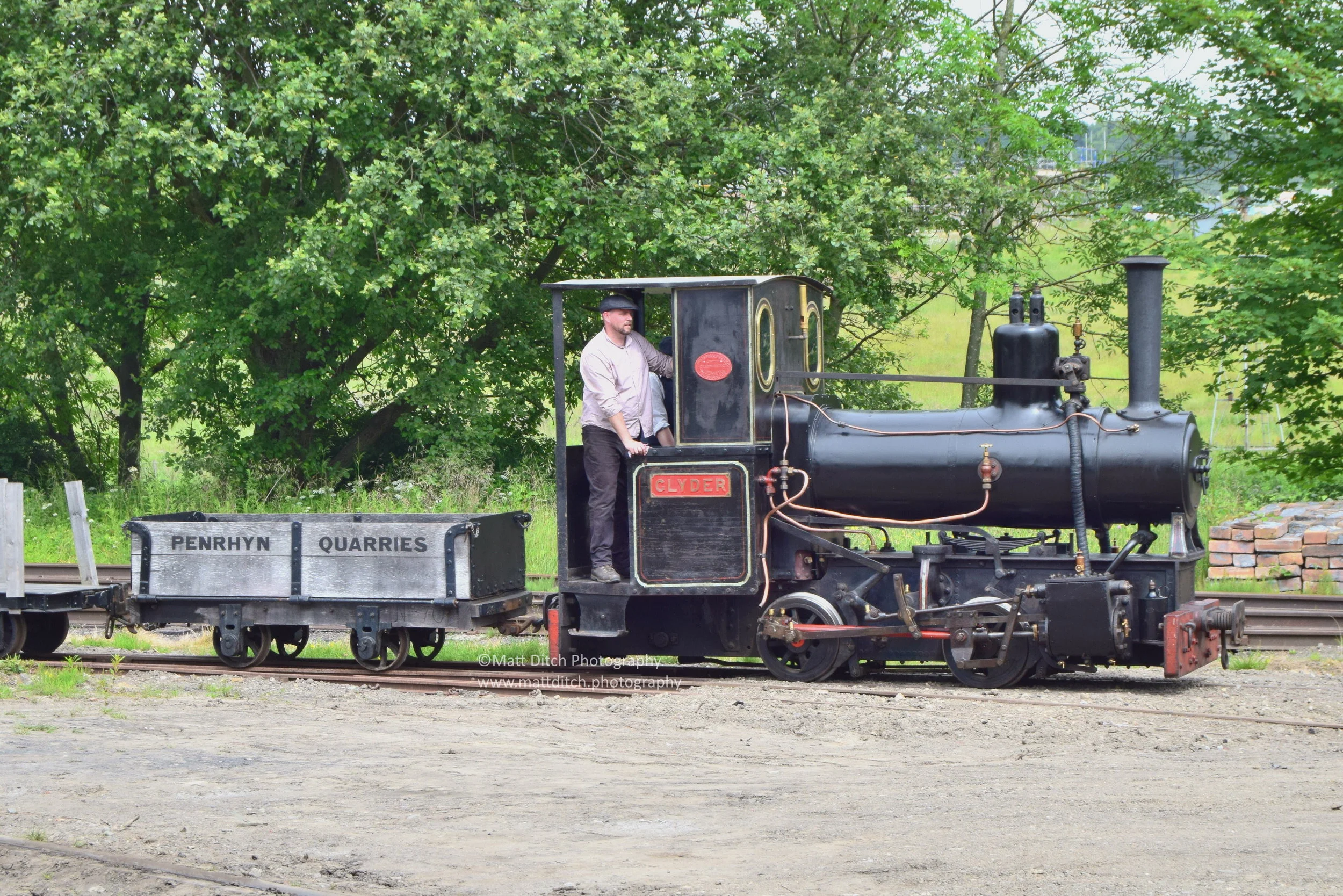 “Glyder” at the head of a recreated Penrhyn quarry train. 