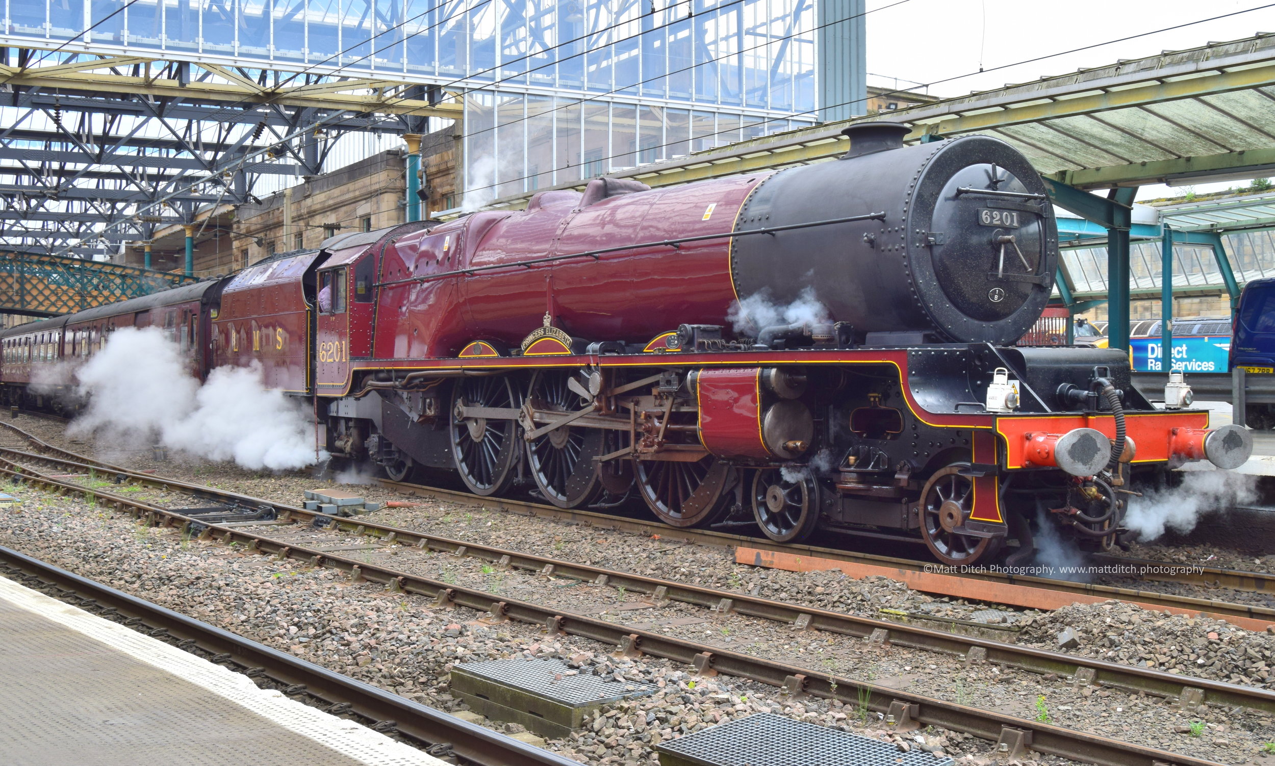  LMS Princess Royal Class No.6201 "Princess Elizabeth" which made her return to mainline passenger duties today after an absence of 3 years. The loco hauled the Dalesman railtour from Hellifield via Settle to Carlisle and return. 