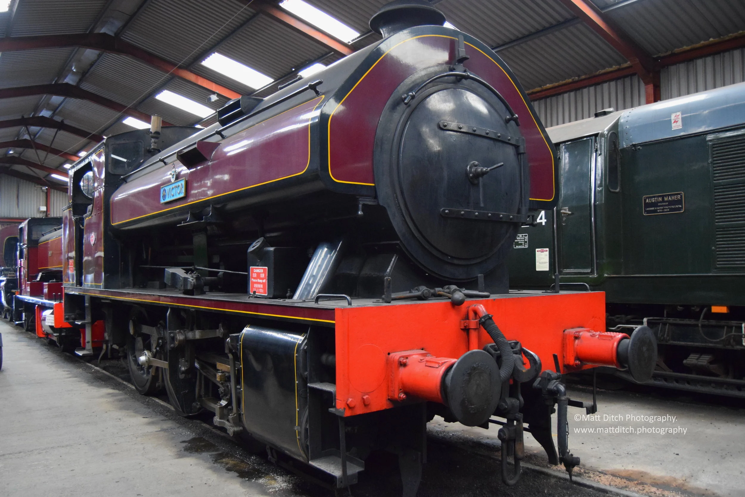  Bagnall 0-6-0ST “Victor” inside the engine shed. 