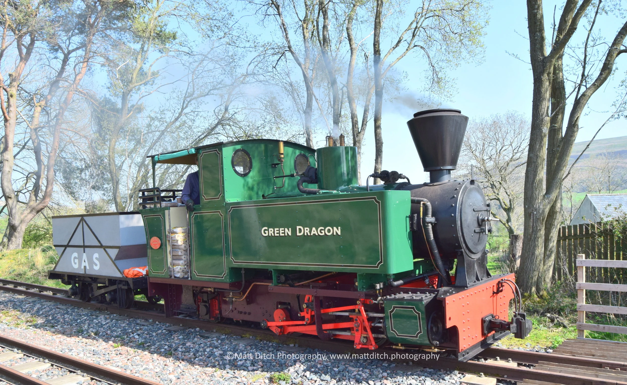  “Green Dragon” runs round at Slaggyford. This event marked the official launch of this locomotive.     
