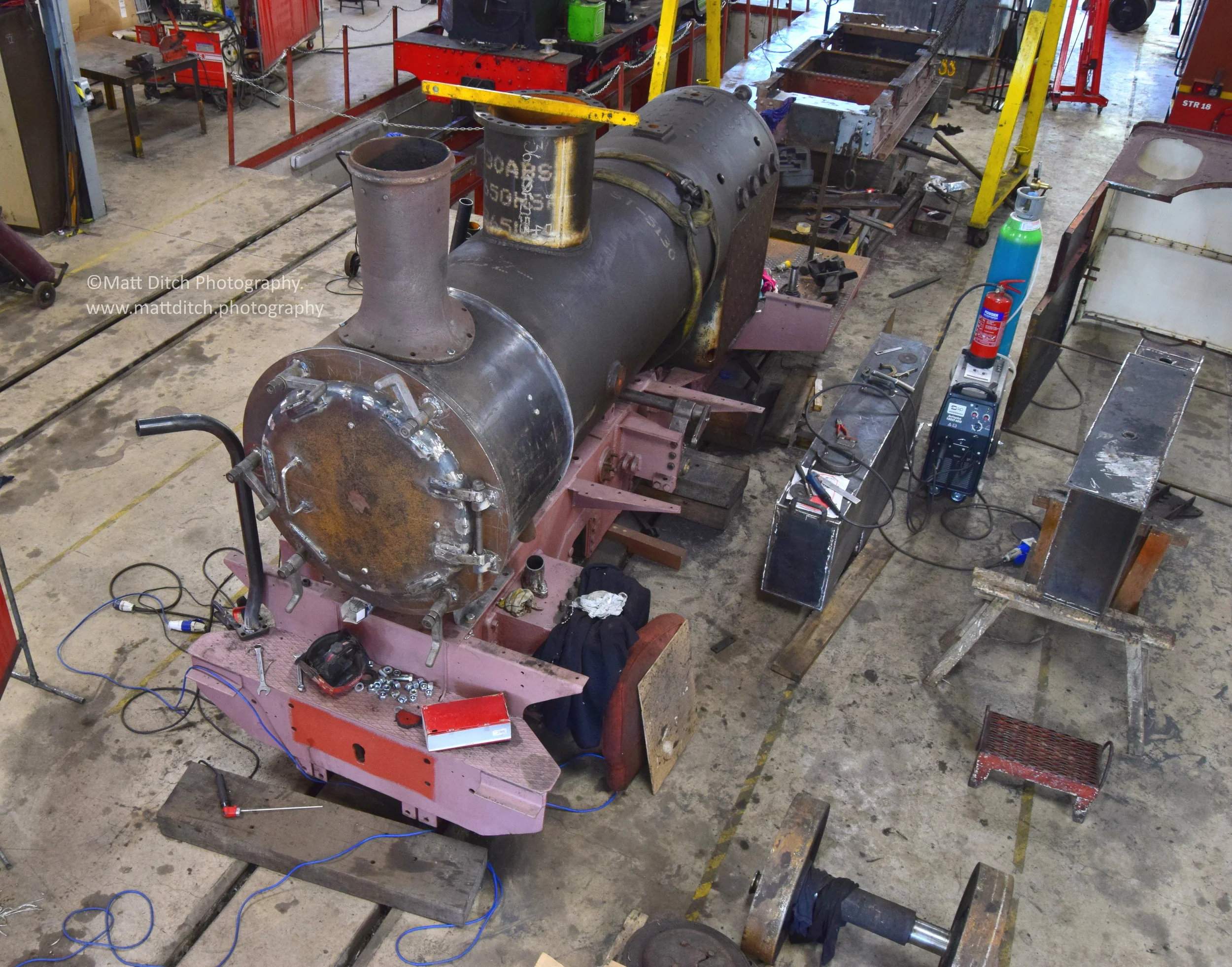 Inside the locomotive works steam loco “Naklo” was seen under going a major rebuild. 