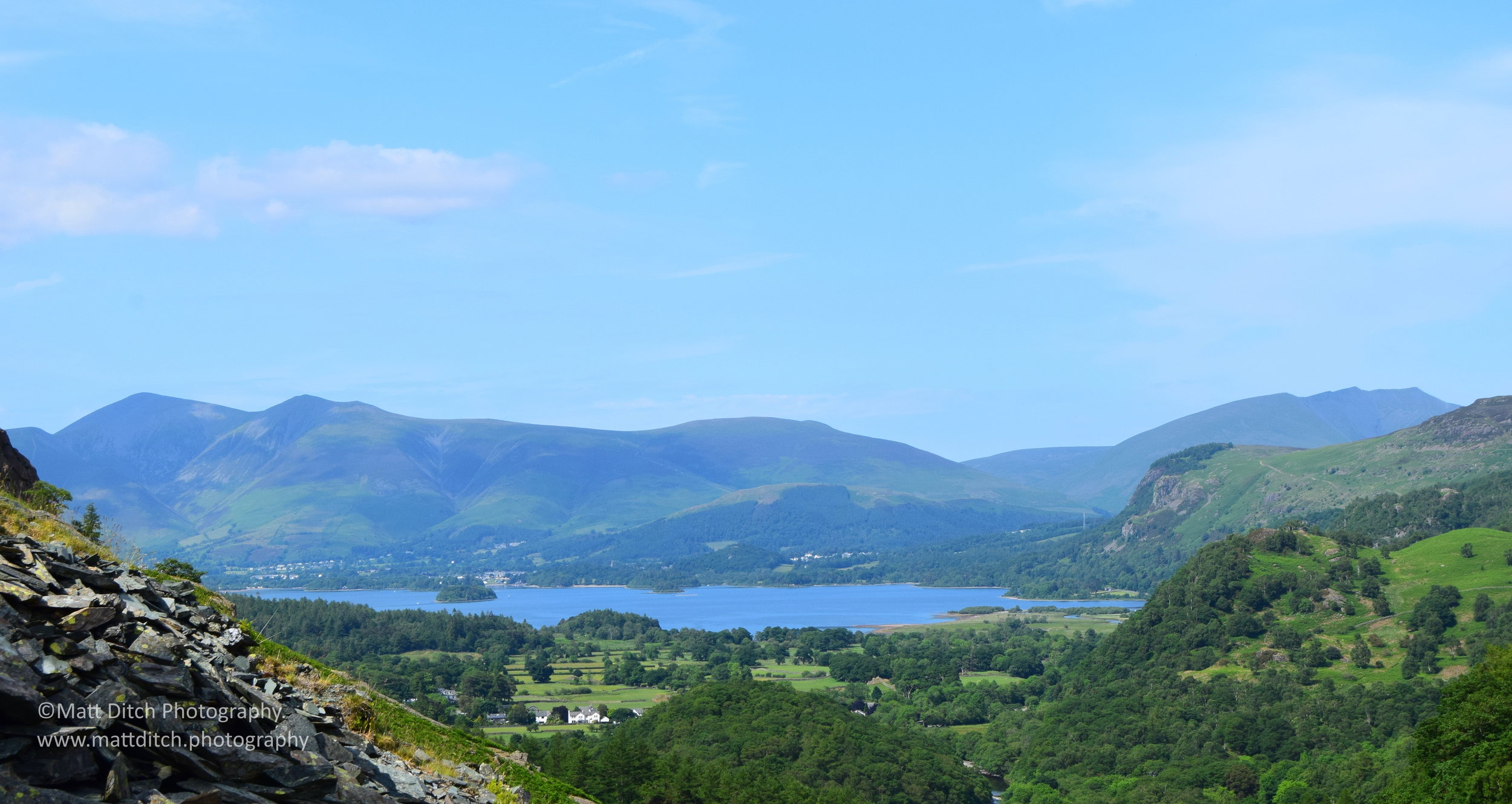  Looking over Derwent water towards Keswick and Skiddaw.  