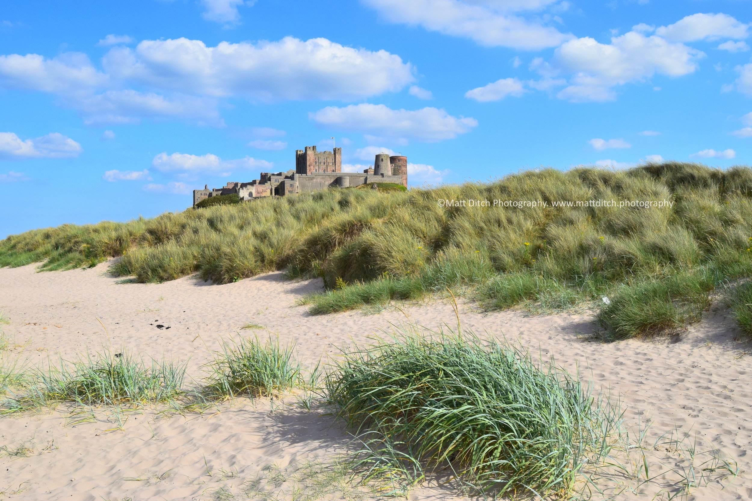  The castle seen through the sand dunes.  