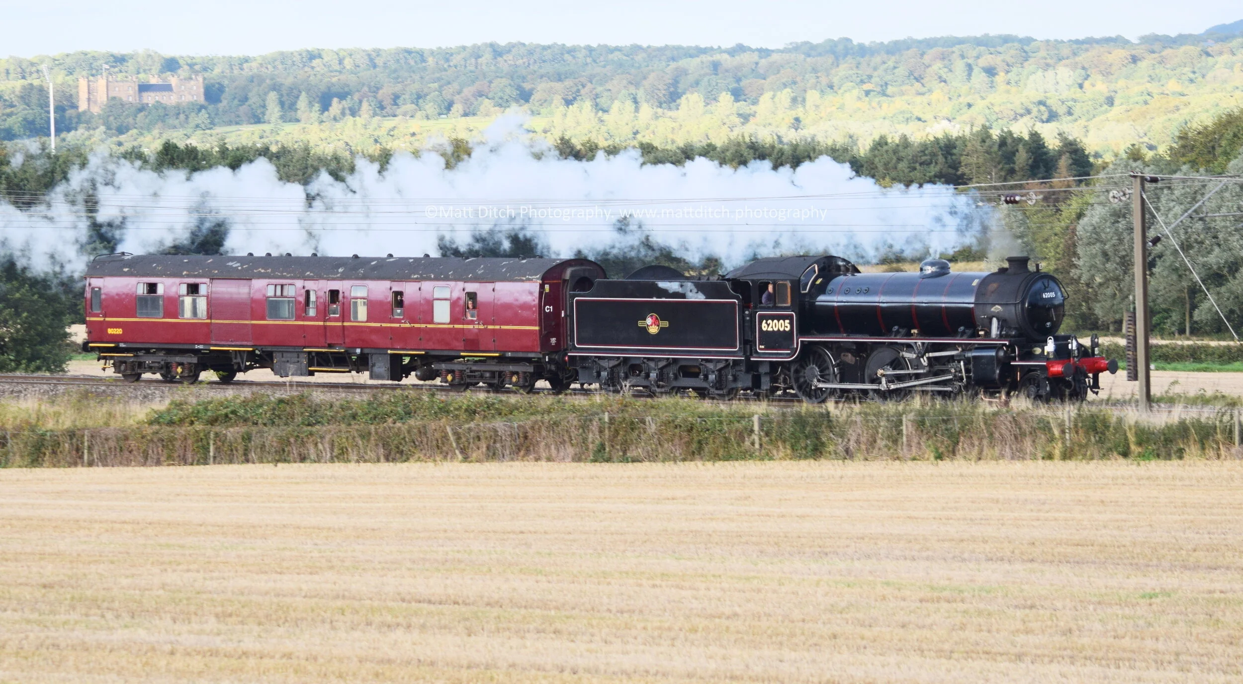  62005 with Lumley castle in the background.  