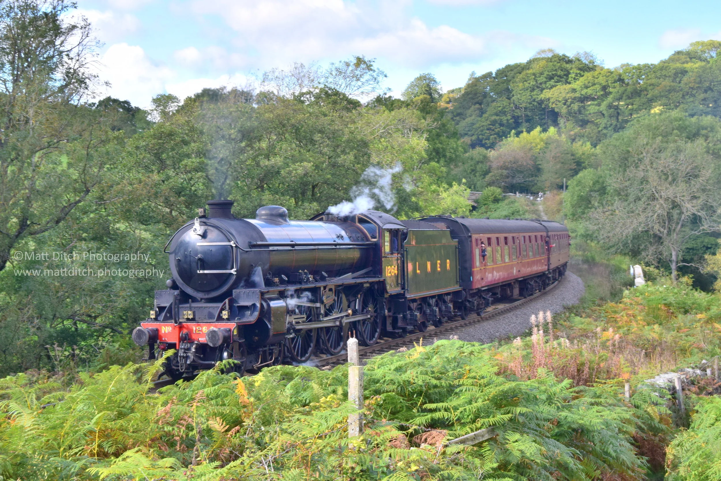 B1 No.1264 (61264) powers through Darnholme on its way to Pickering.  