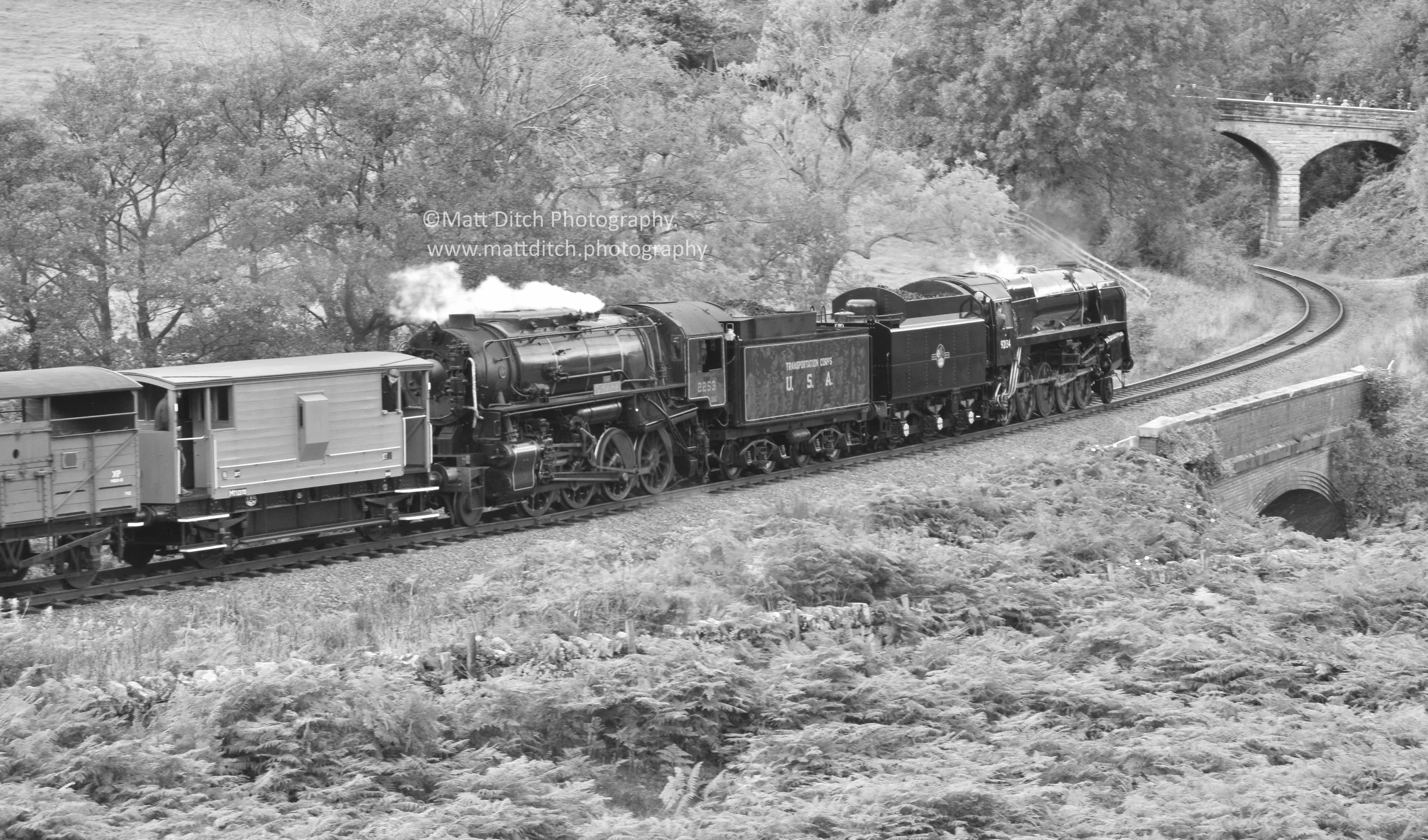  2253 &amp; 92134 coast through Darnholme with the down goods train. 