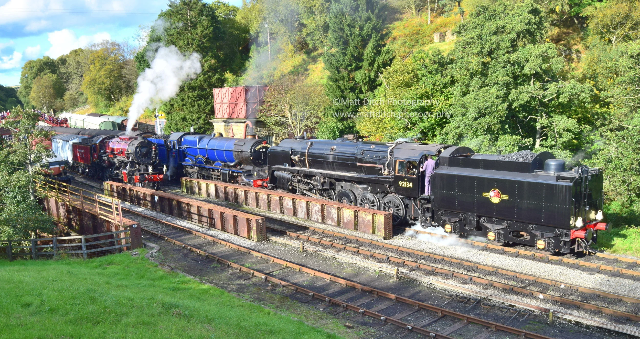  2253, King Edward II and 92134 at Goathland. 