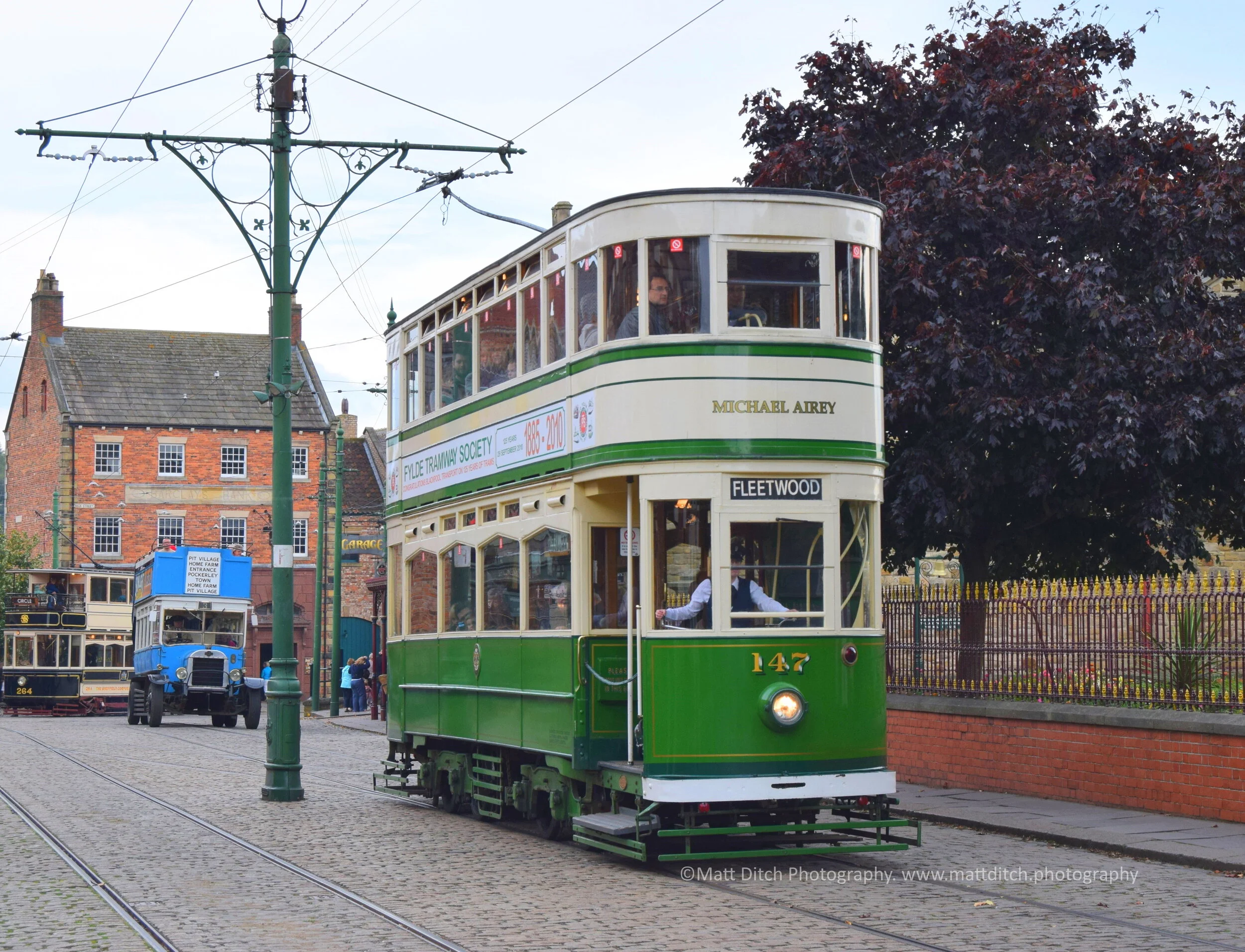  Blackpool standard tram No.147 in the town. 