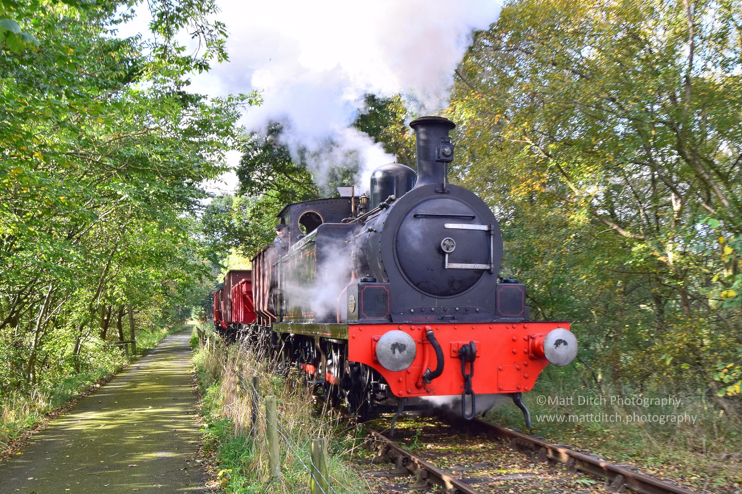  “Twizell” at the head of a coal train shortly after leaving Causey Arch. 