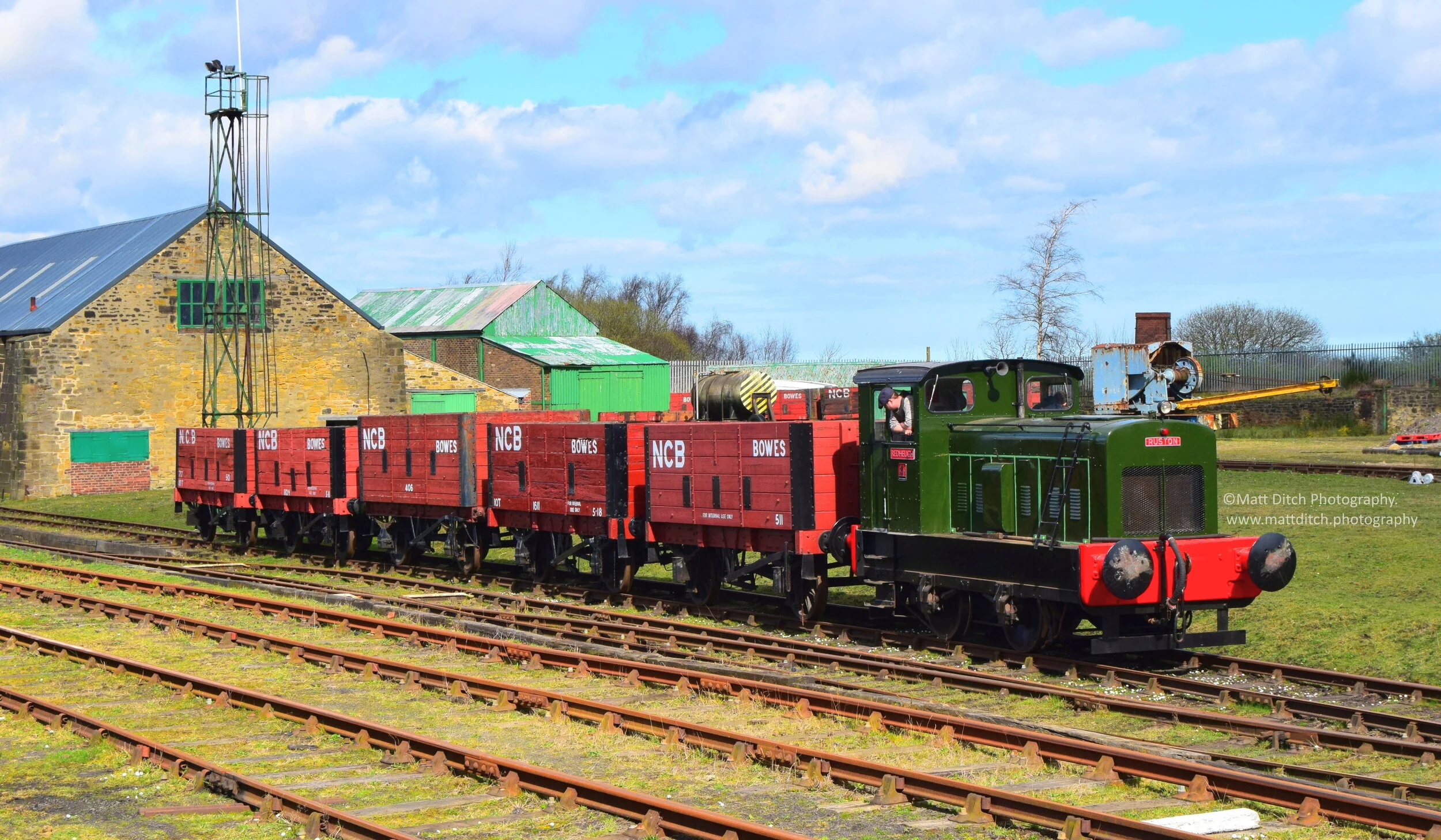  “Redheugh” on a demonstration coal train made up of NCB Bowes wagons.  