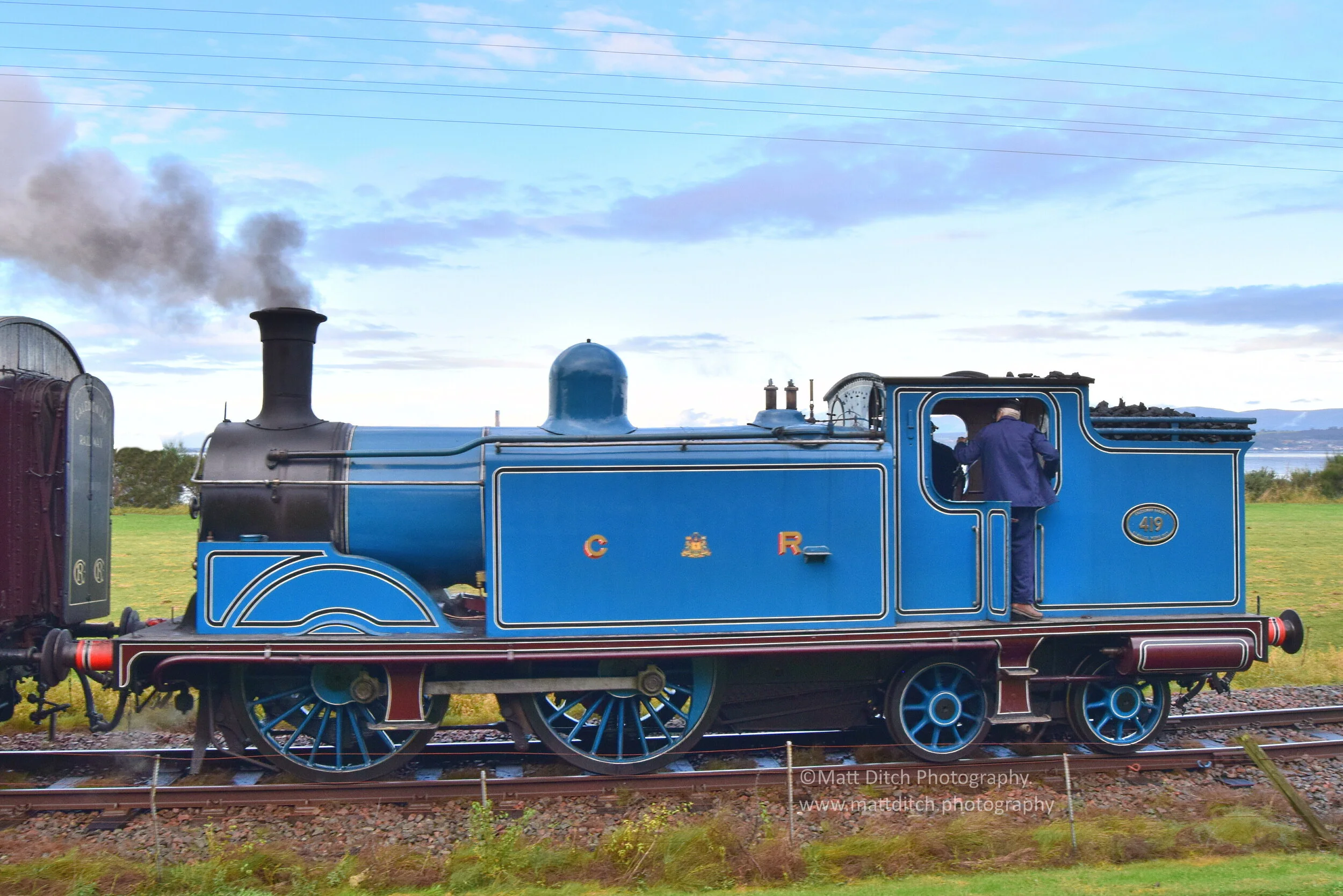  Caledonian Railway No. 419 approaches Bo’ness with an early morning train. 