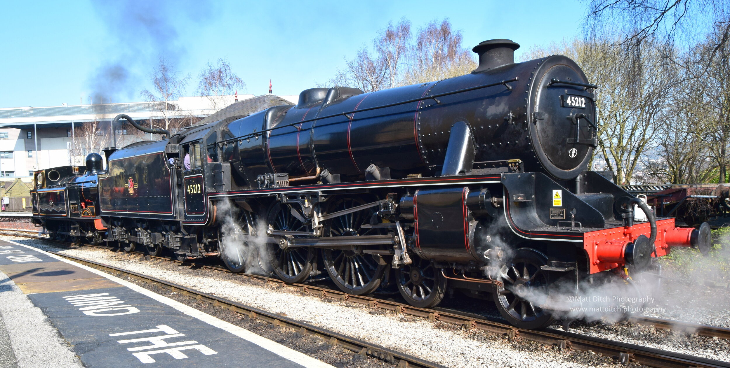 Black 5 No.45212 & Taff Vale Railway O2 class No.85 taking on water at Keighley