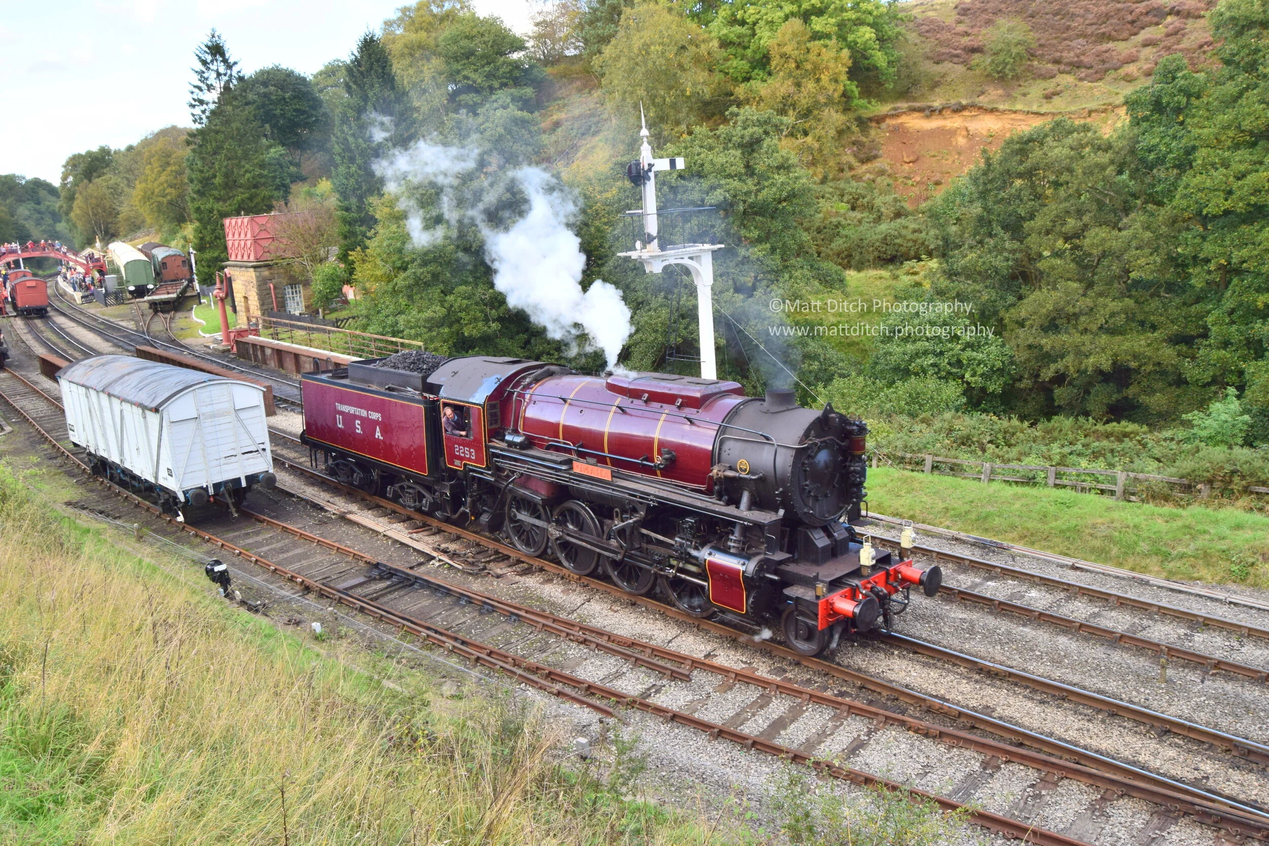  2253 shunting wagons at Goathland station.  