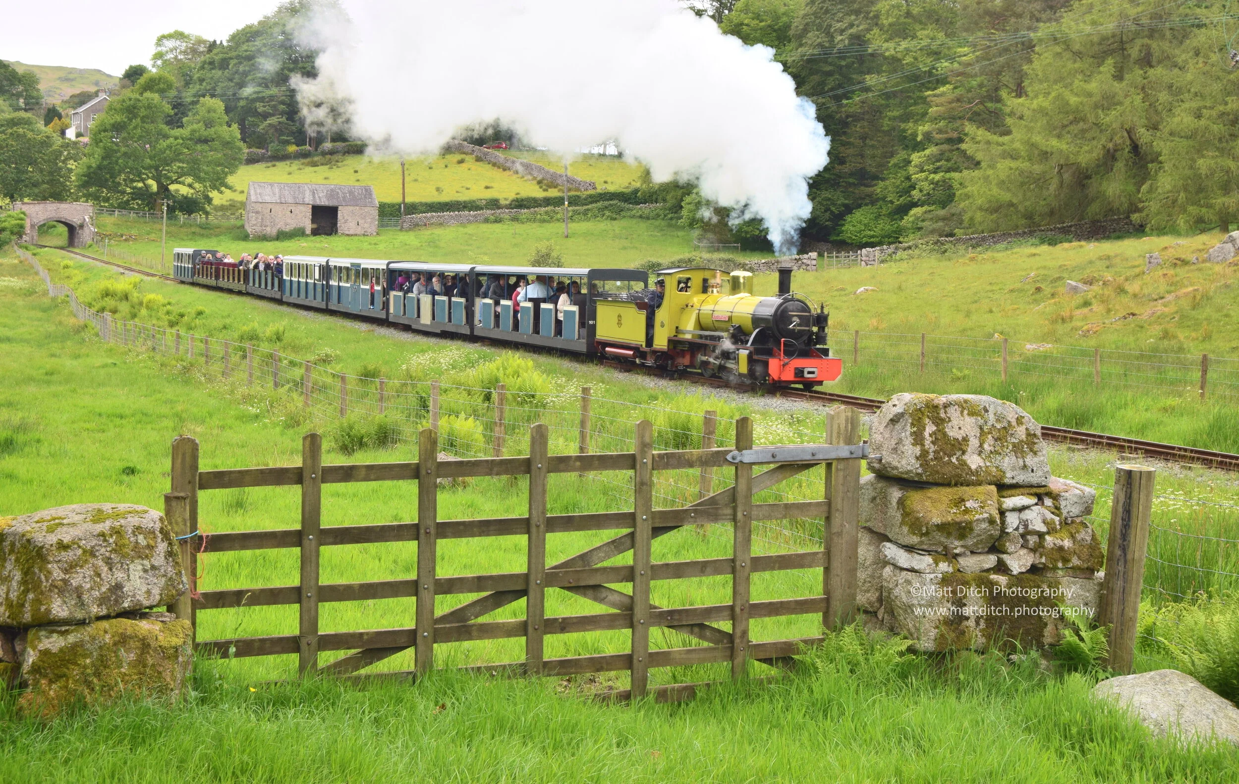 Northern Rock shortly after leaving Eskdale Green with a train for Dalegarth 