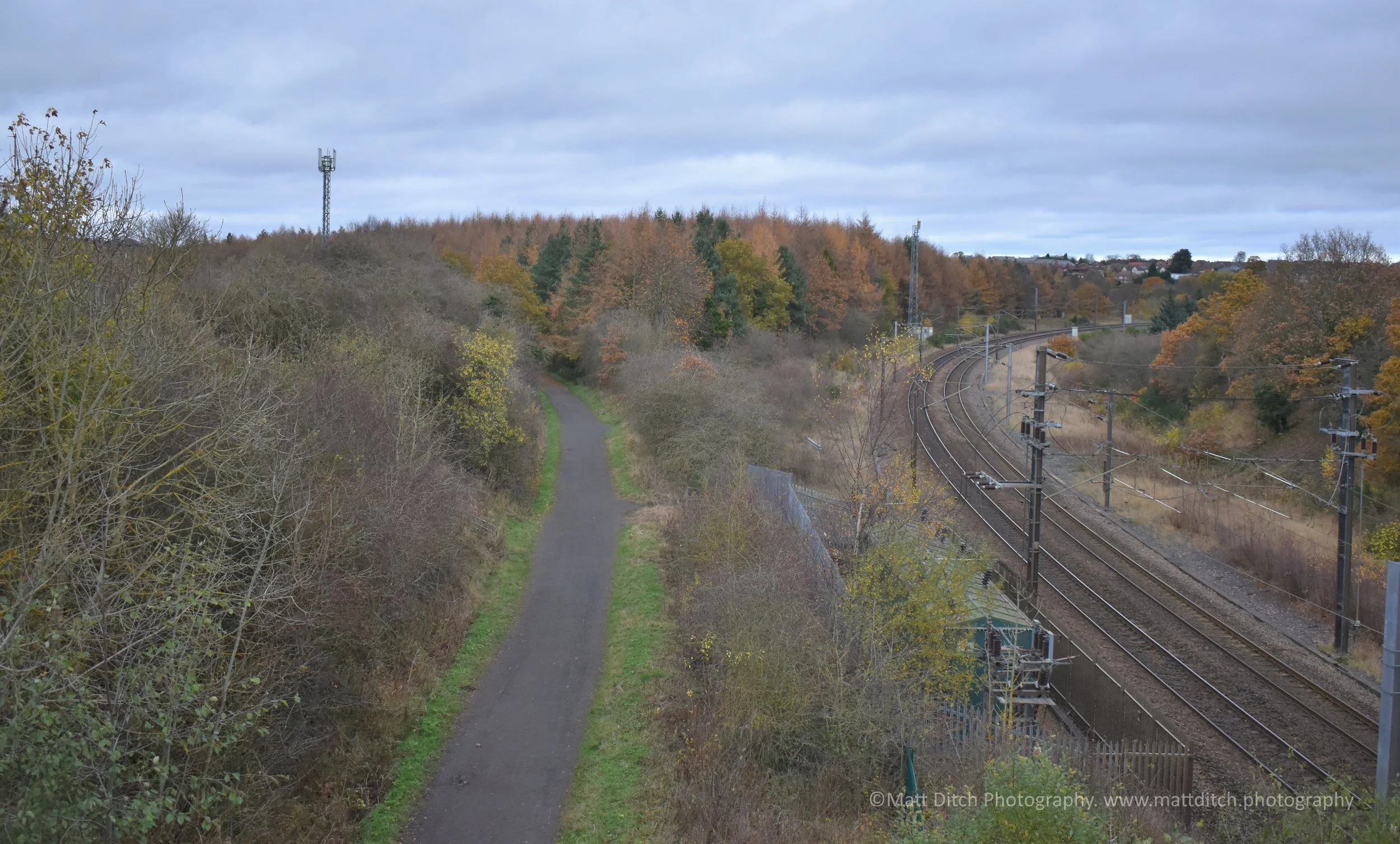 Looking down on the site of Baxterwood junction. The ECML heading north to Durham can be seen on the right