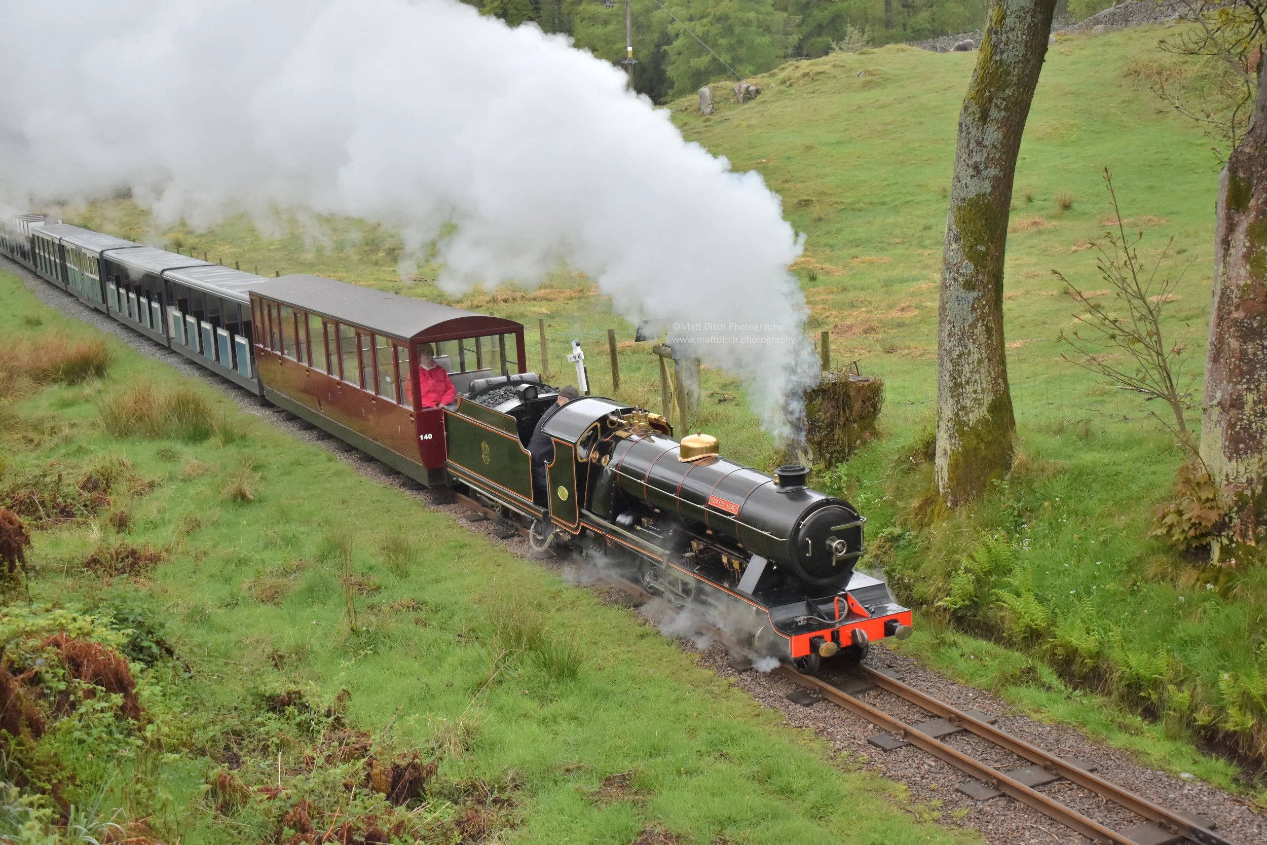 "River Esk" ” climbing Hollin How bank with a service to Dalegarth