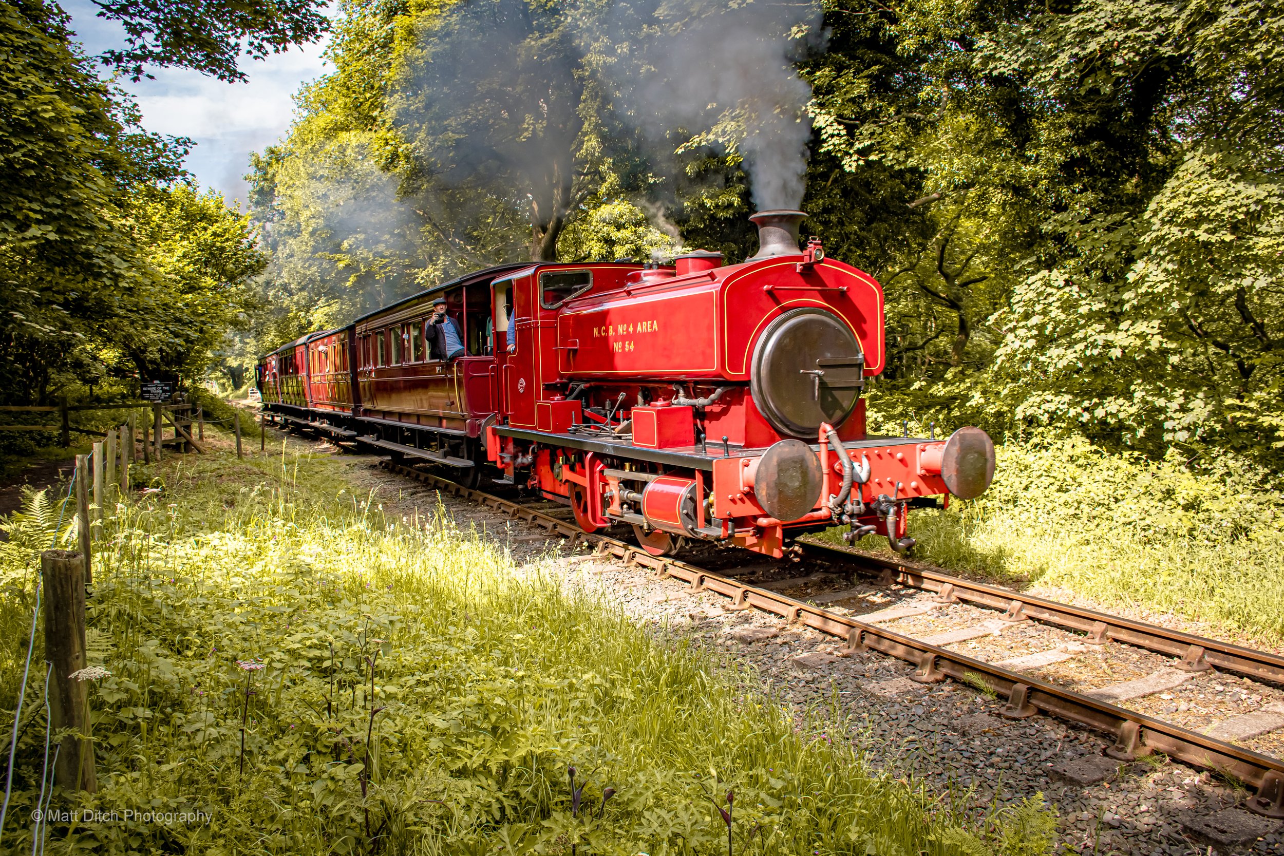 No.54 storms up East Tanfield bank with a mid morning train